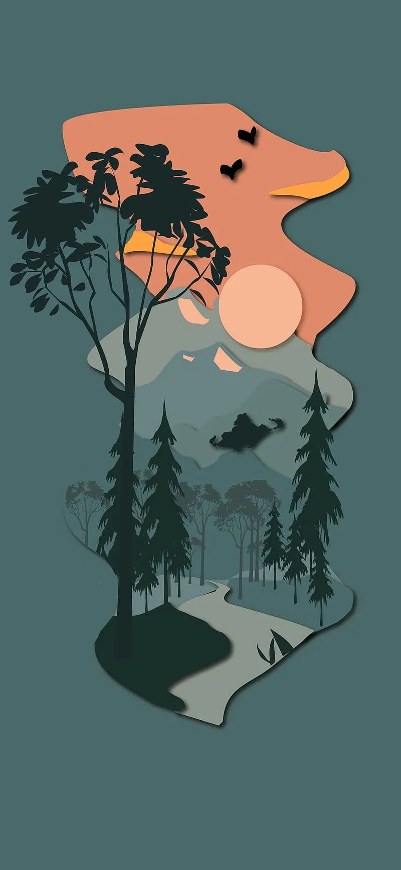 Minimal Landscape, aesthetic, bonito, mountains, nature, scenery, trees, HD phone wallpaper