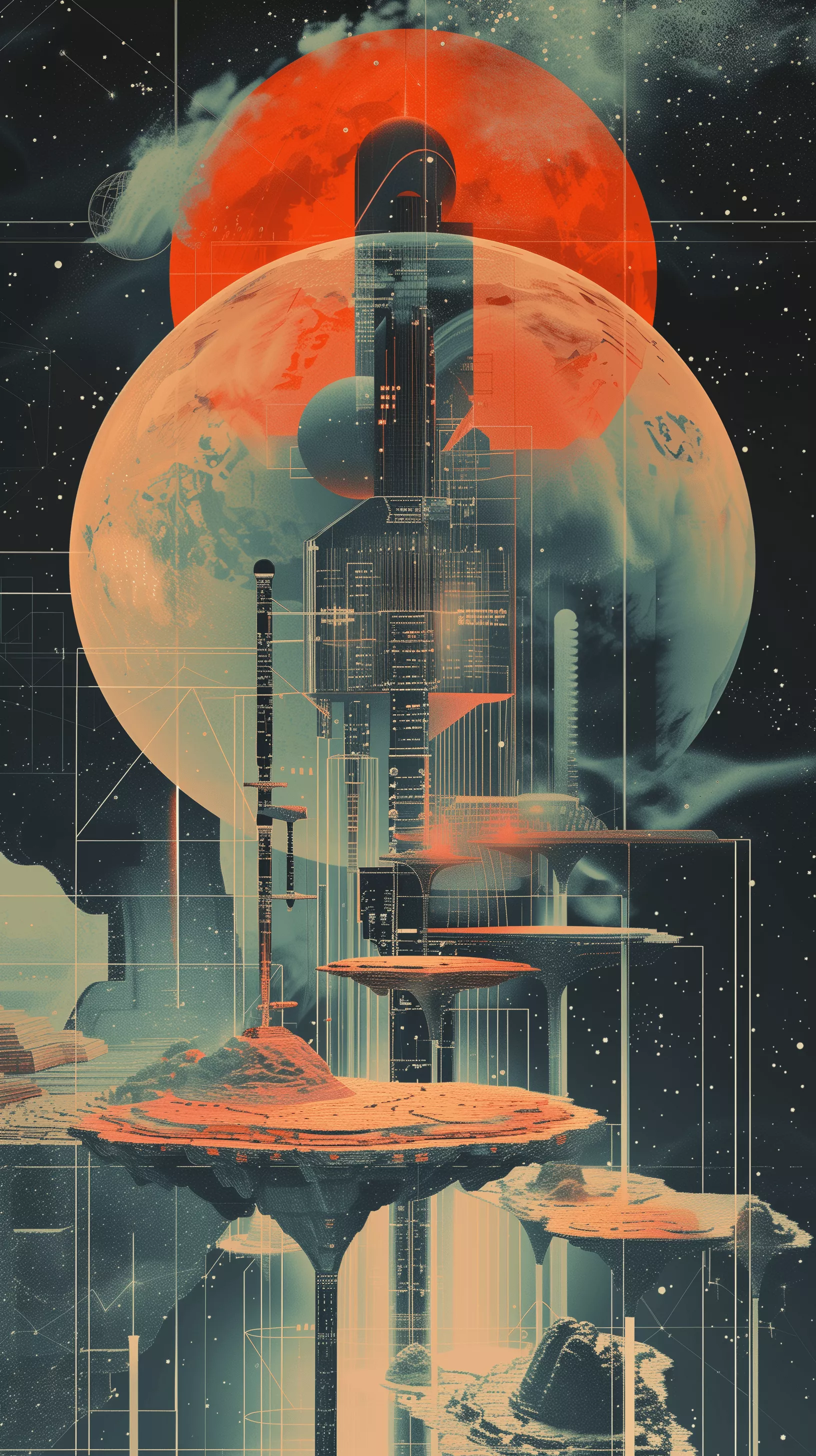 Retro Futurism Phone Wallpaper
