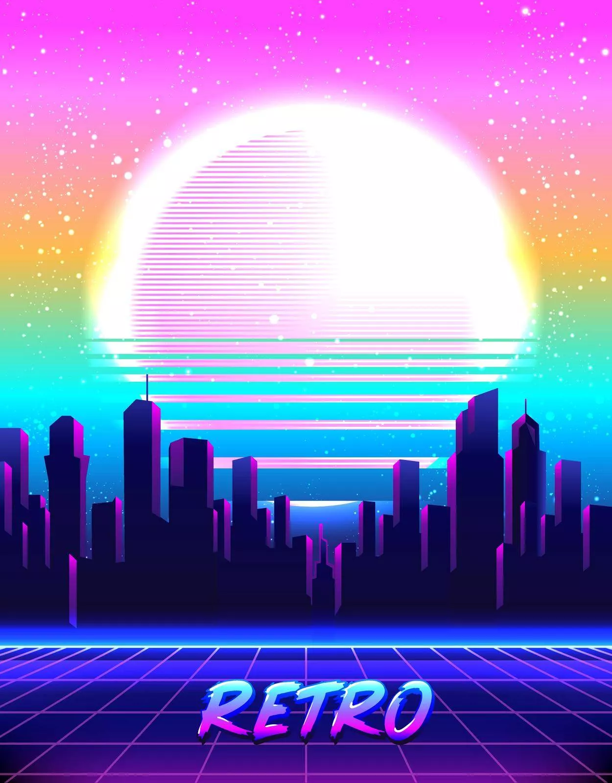 Retro Futurism. Vector futuristic synth