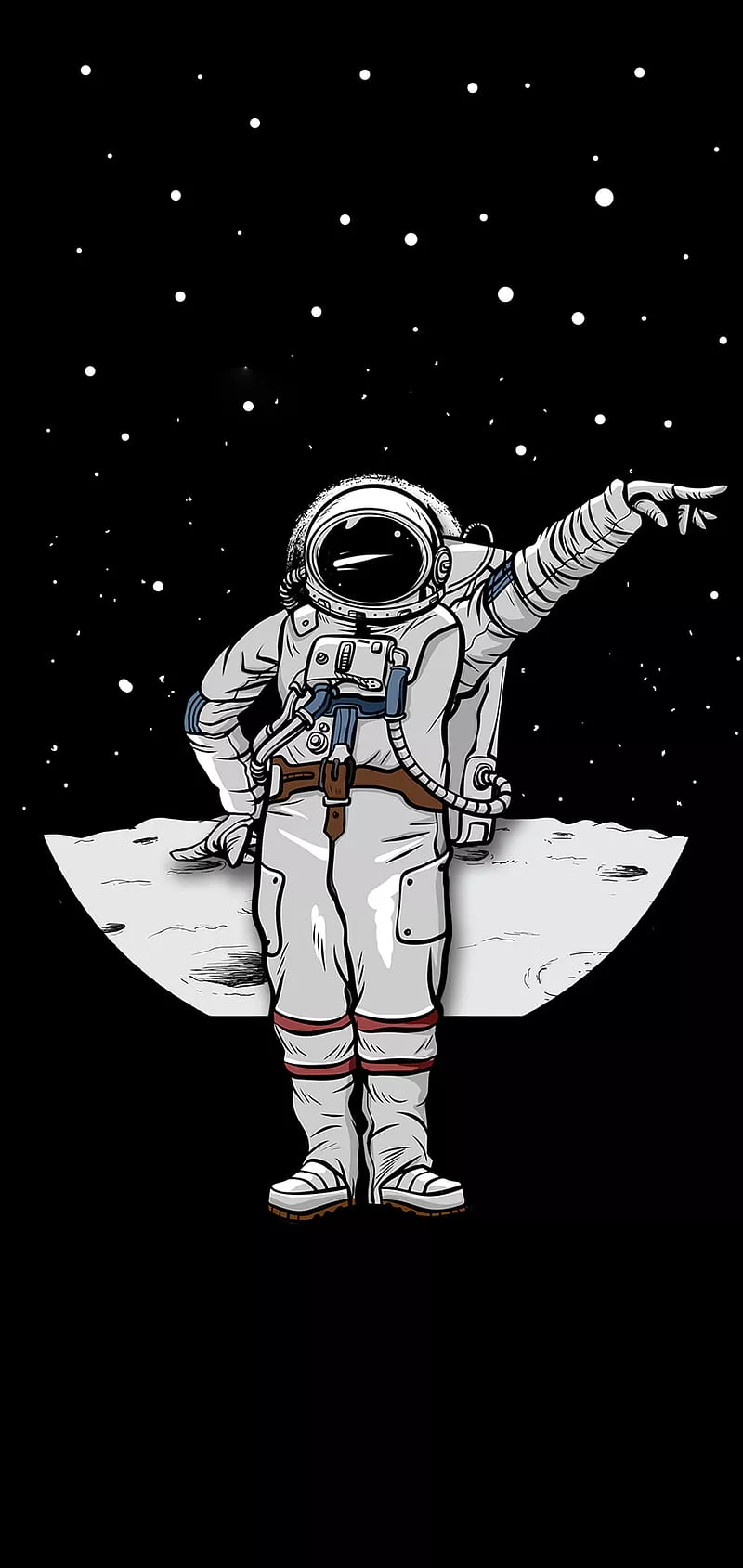 Astronaut, apple, black, iphone