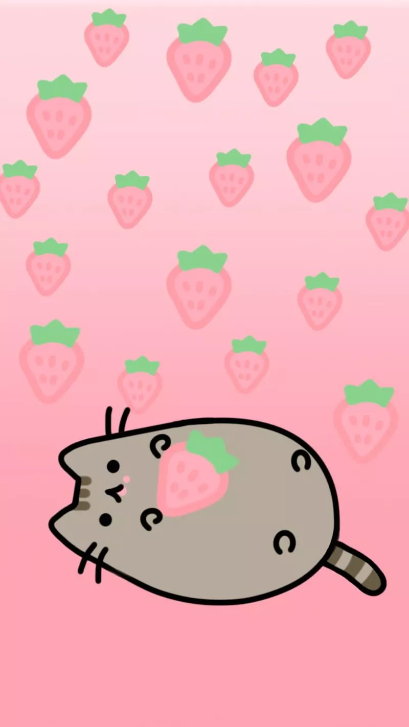 Strawberry pusheen, cat, cute, kawaii