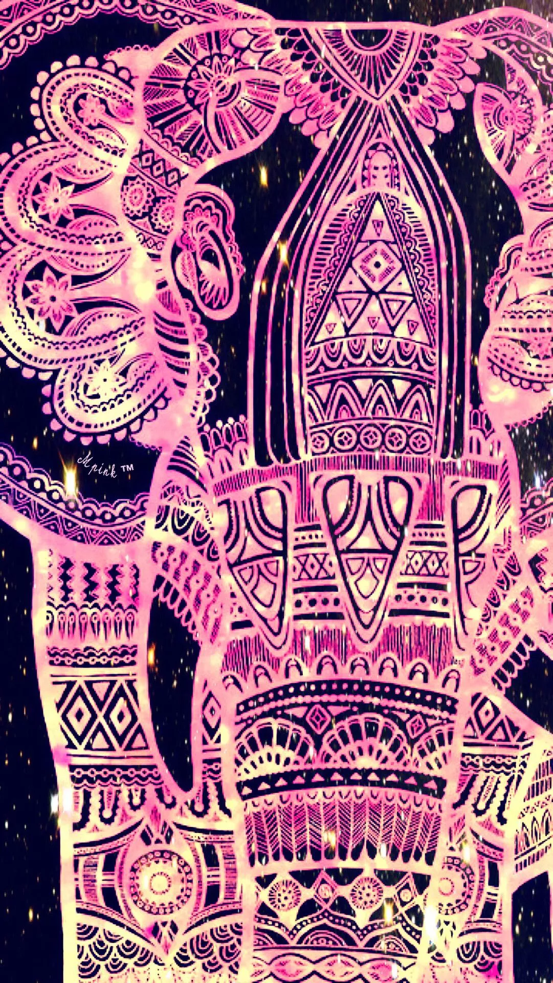 Tribal Pink Elephant Wallpaper