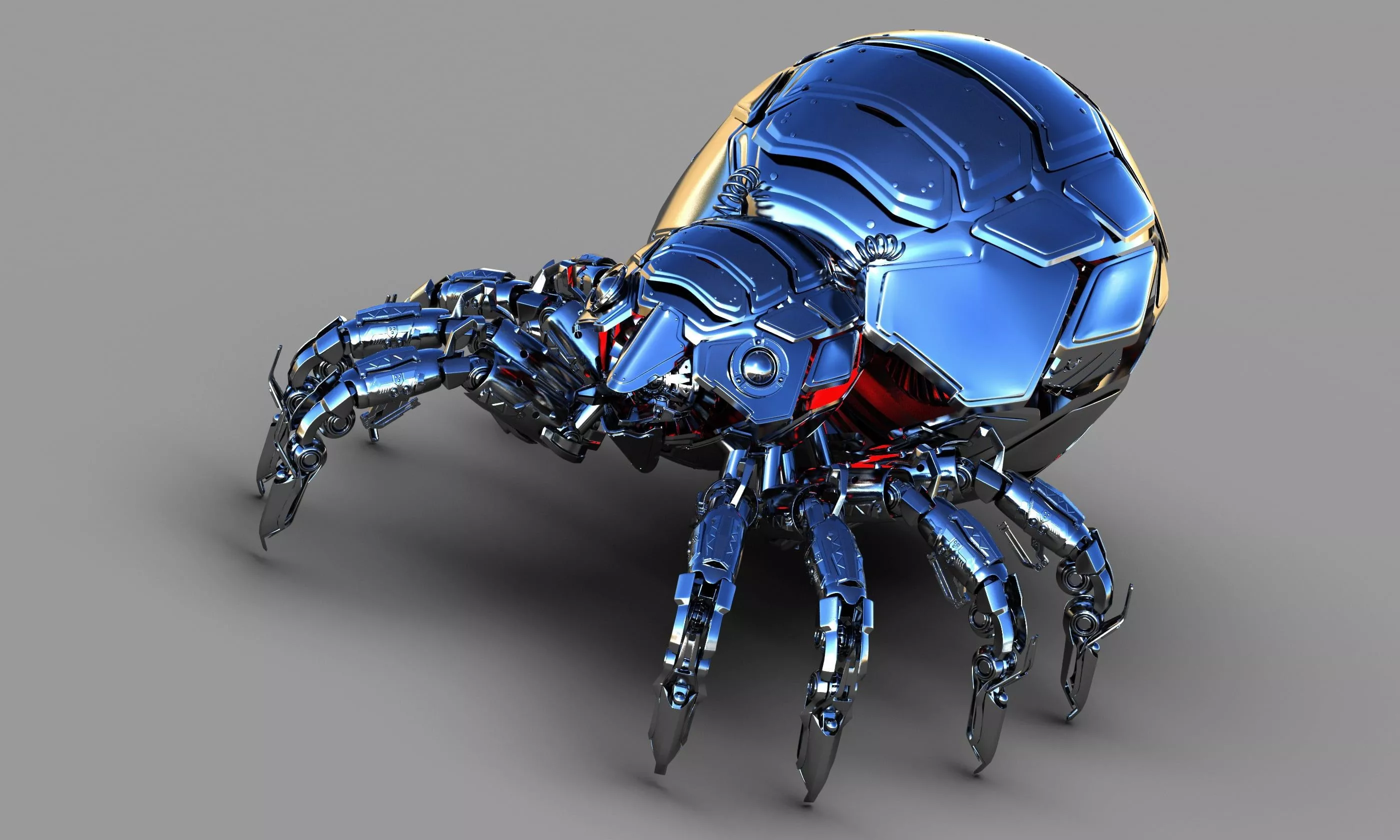 Blue spider robot toy, insect, metal