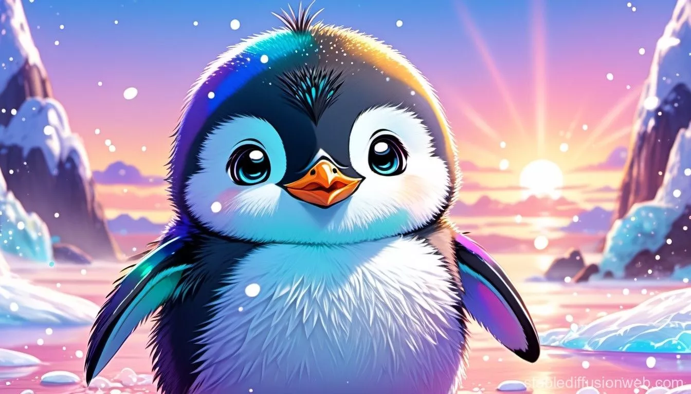 Adorable Baby Penguin. Stable