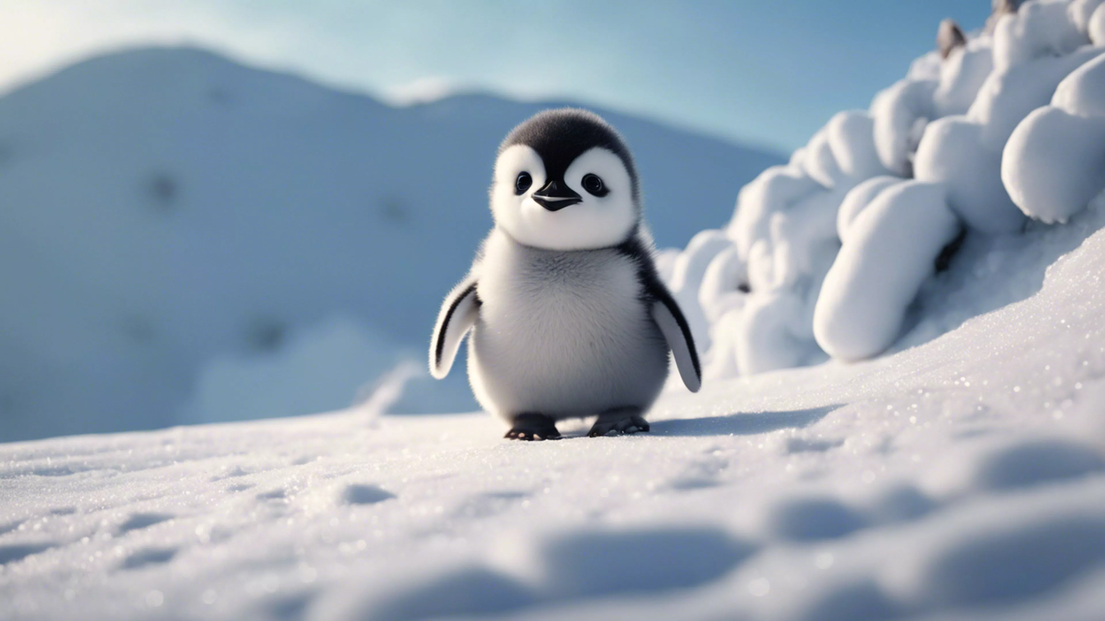 Cute kawaii character of a baby penguin