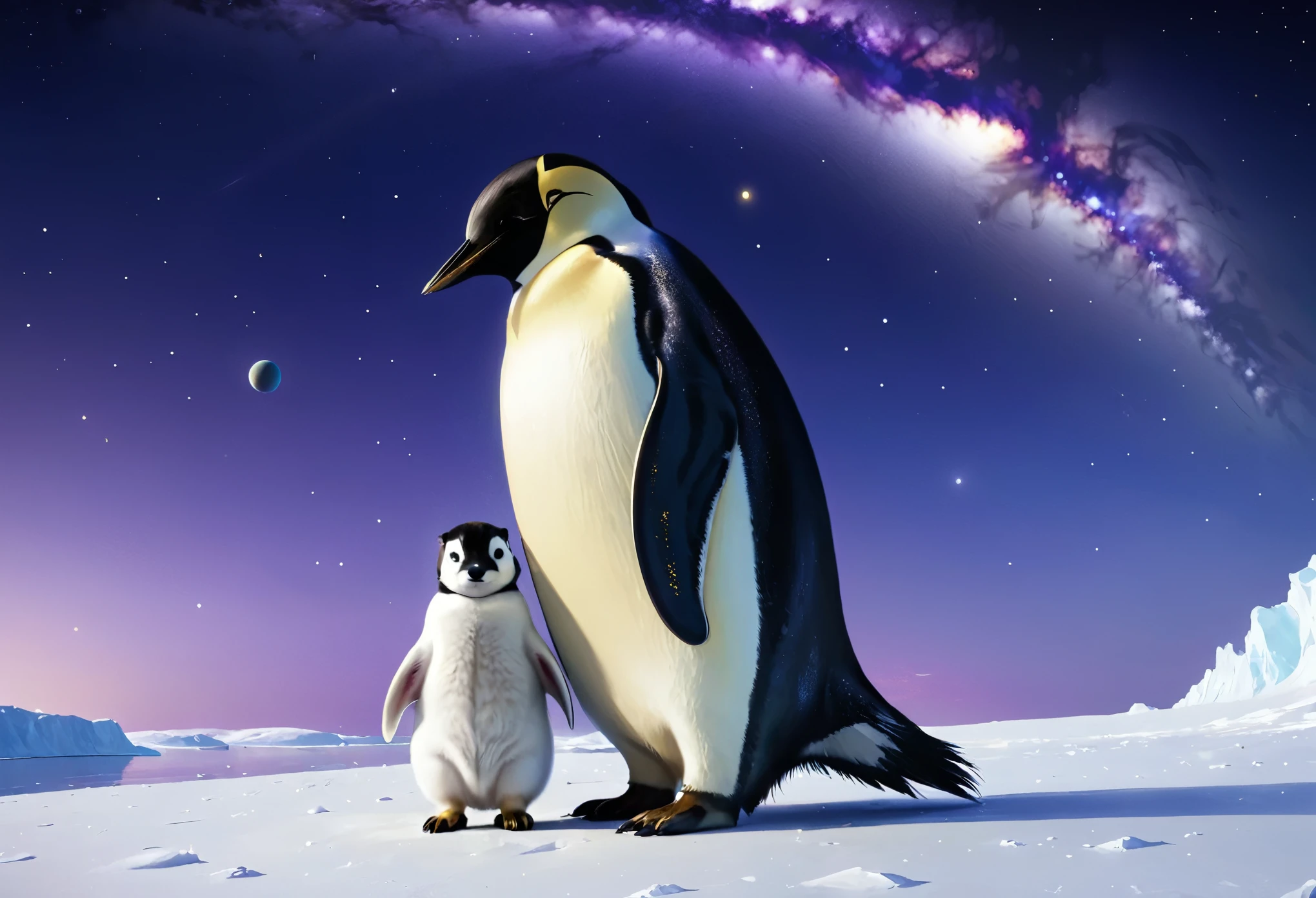 baby penguin standing in the snow