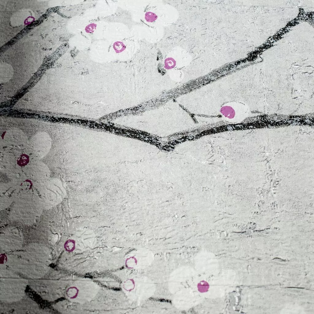 Soft Grey Sakura Wallpaper