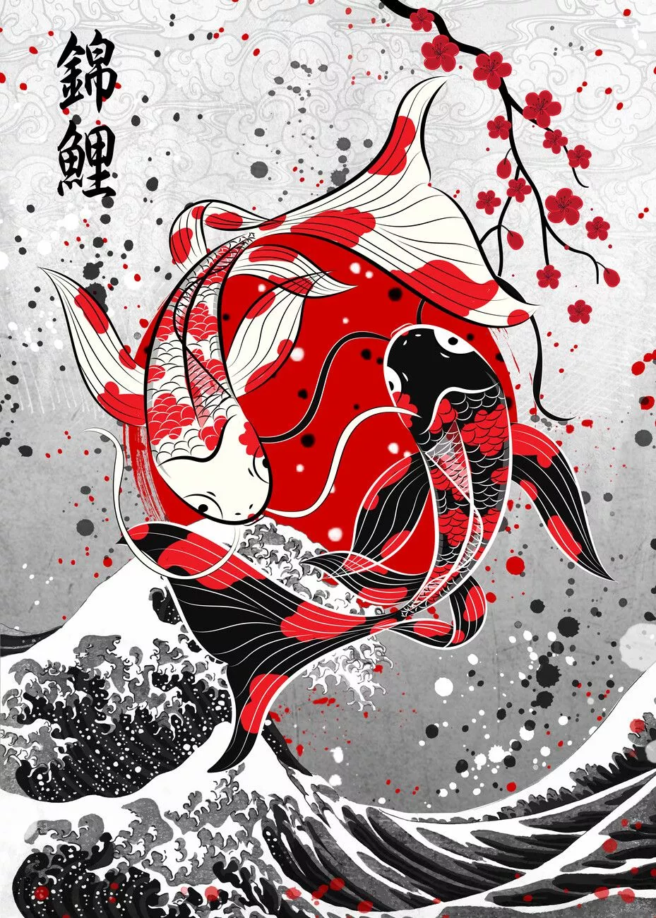 Wall Art Print. Koi Fish Yang