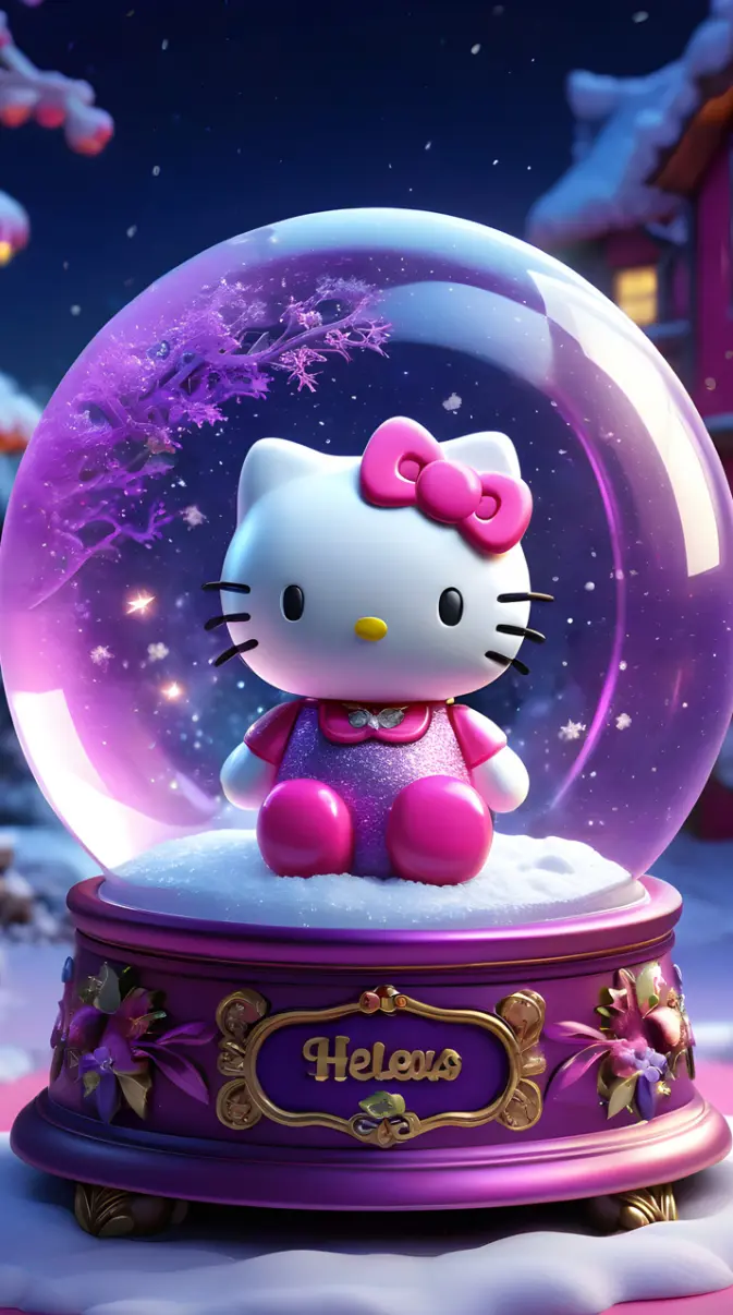Hello Kitty in a snow globe wallpaper