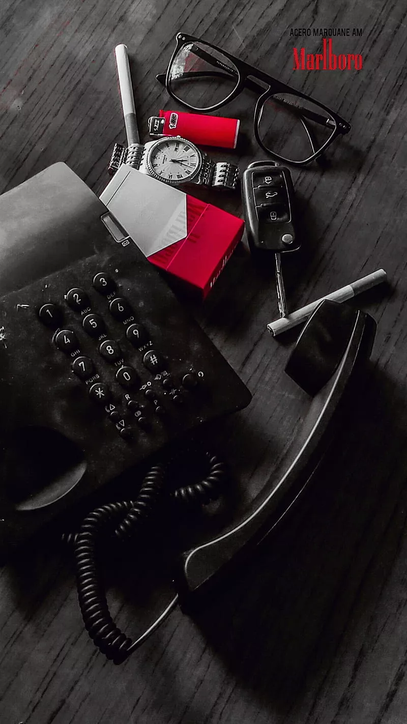 Marlboro, car, cigarette, cigarettes, phone, ray ban, watch, HD phone wallpaper