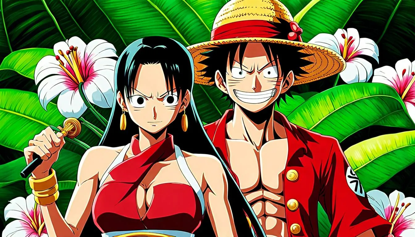 Boa Hancock and Luffy. Hancock