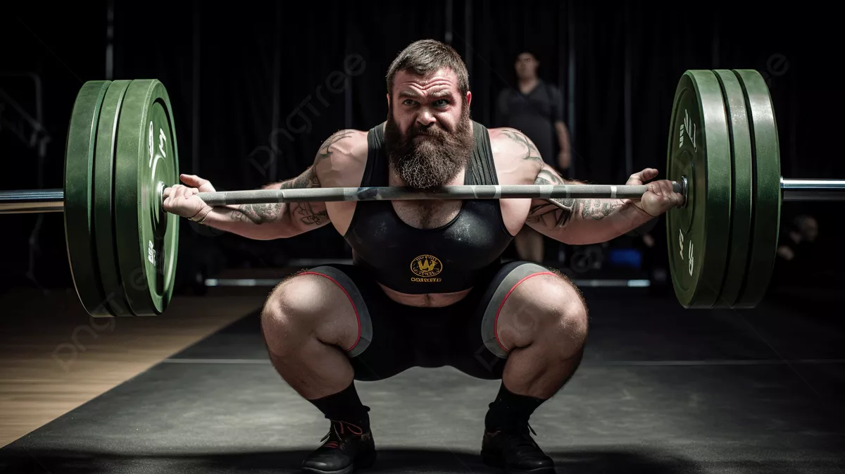 Bearded Man Squatting At A