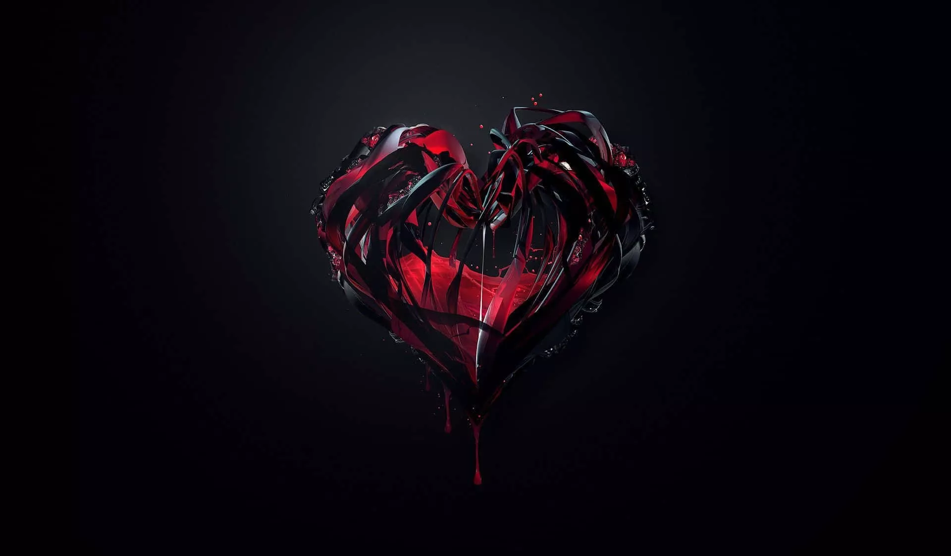 Shattered Heart on a Black Background