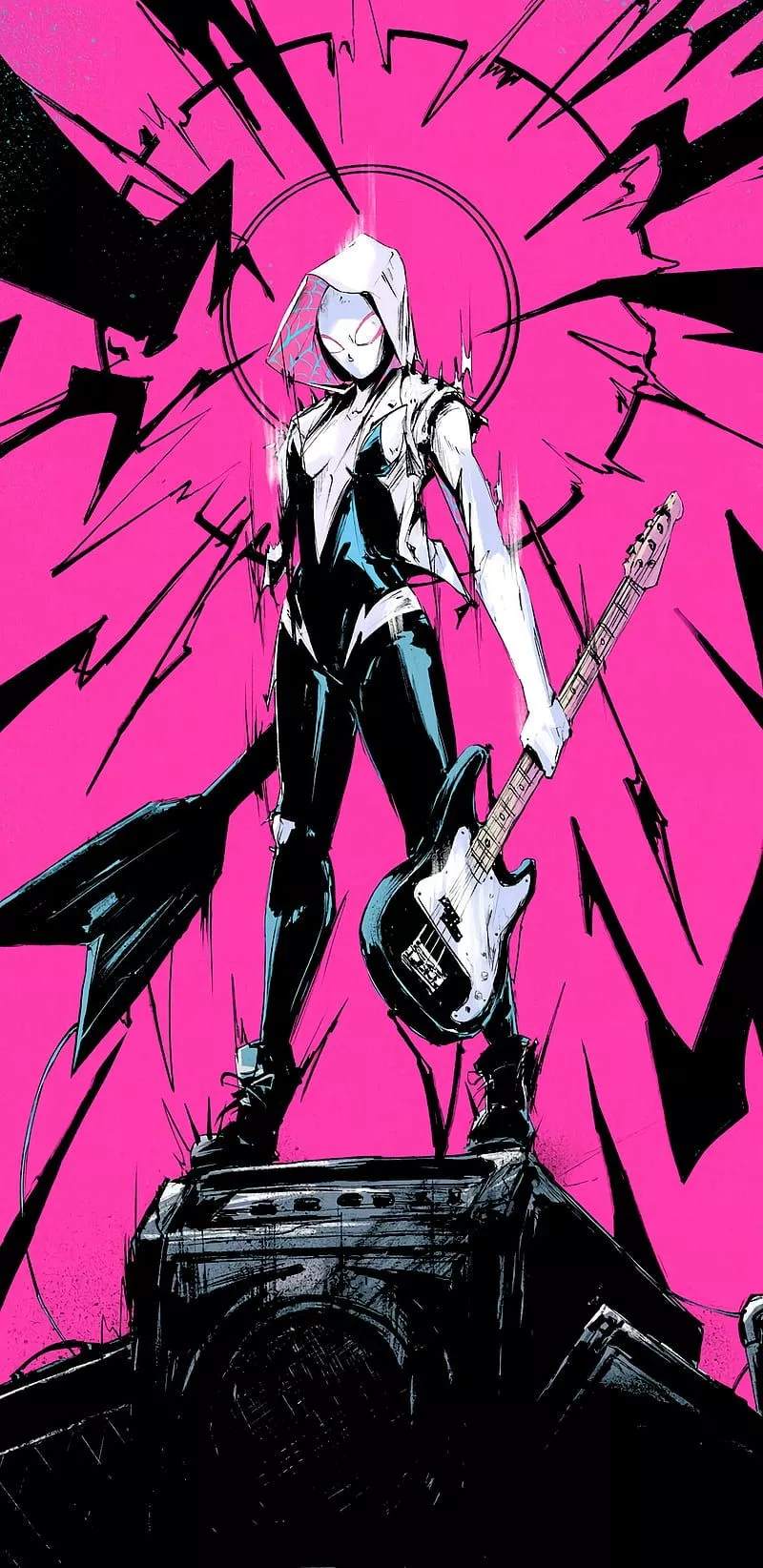 Dark, vertical, black, Spider Gwen, Gwen Stacy, pink, HD phone wallpaper