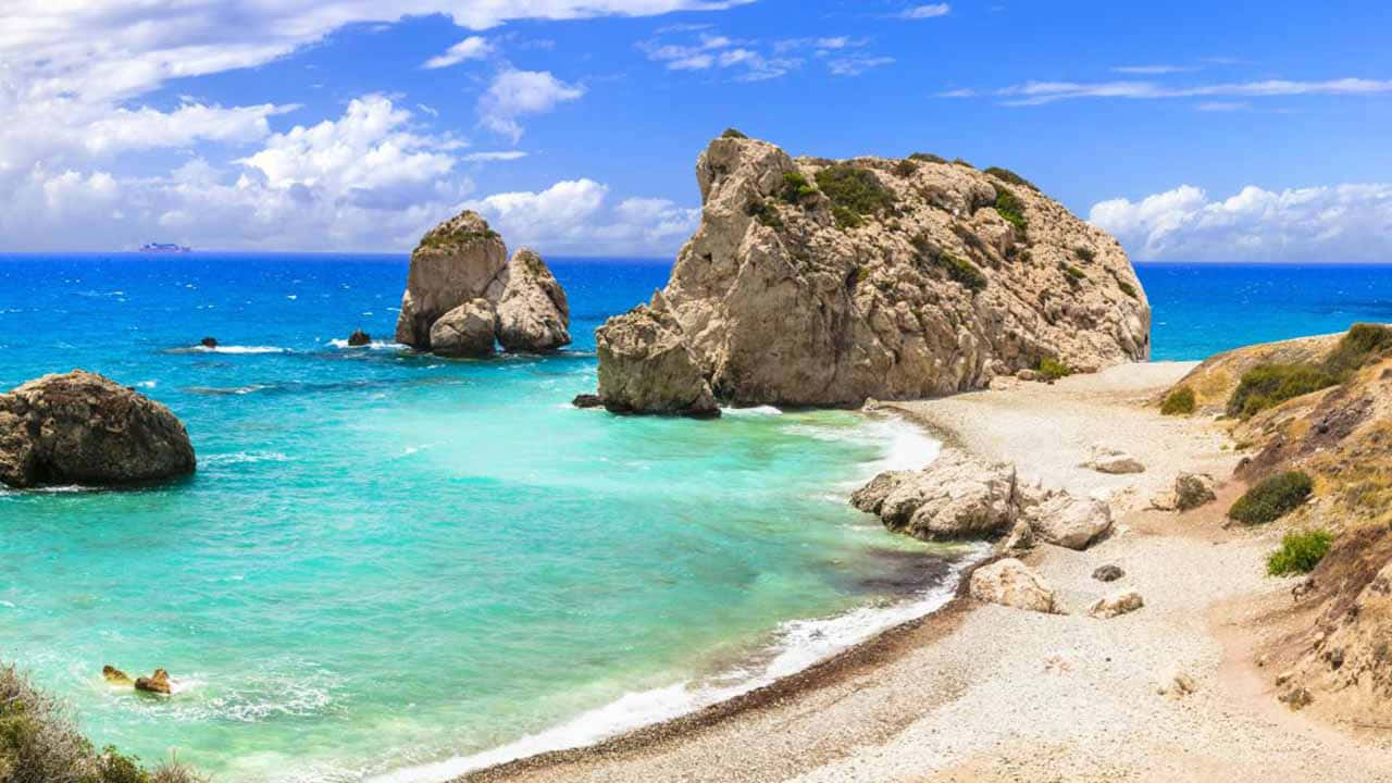 Stones In Paphos Beach Wallpaper