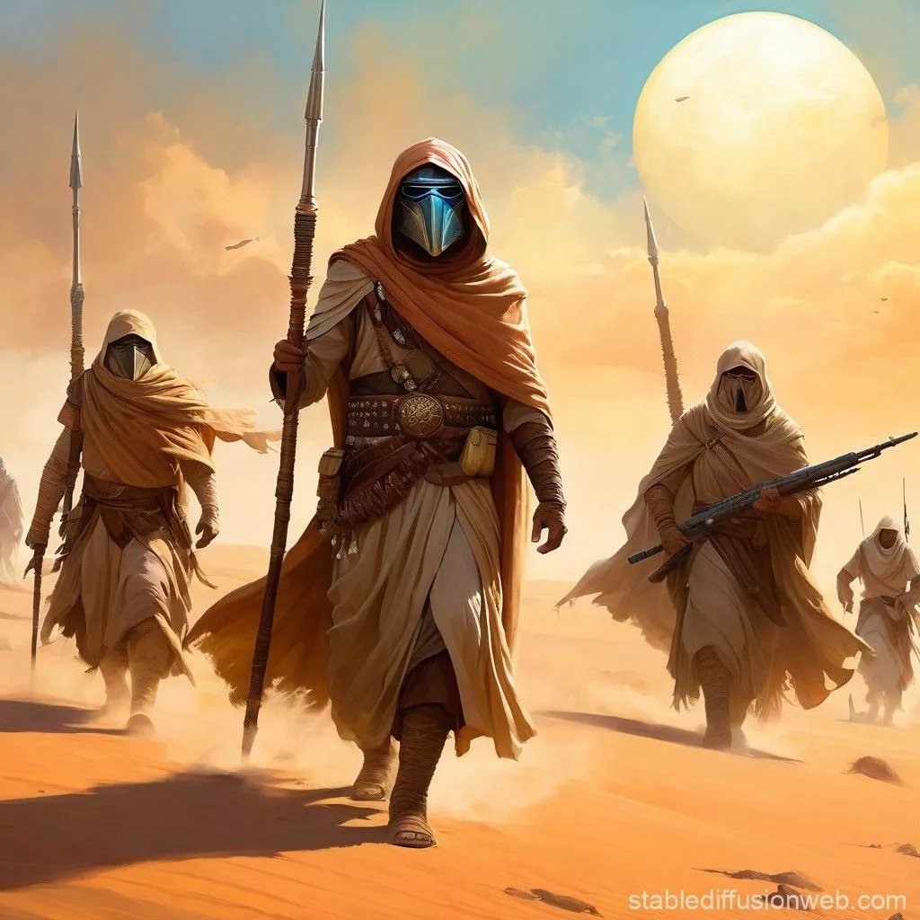 Tusken Raiders Scene. Stable Diffusion