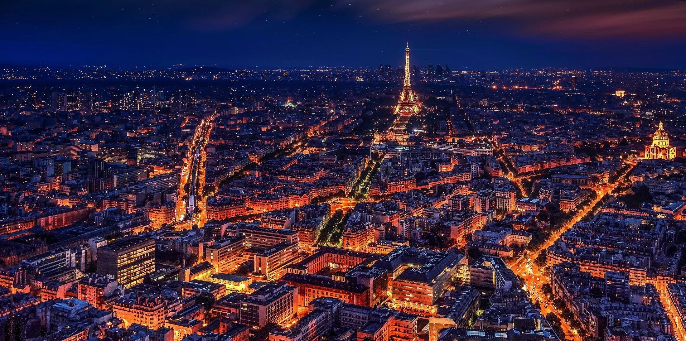 Cityscape Night France Eiffel Tower