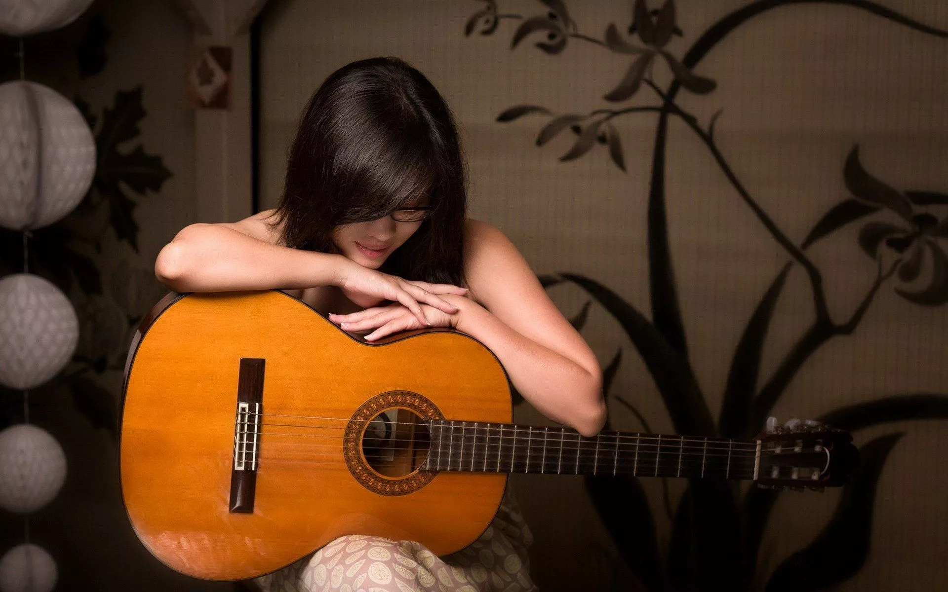 Guitar Model Music Woman HD Wallpaper