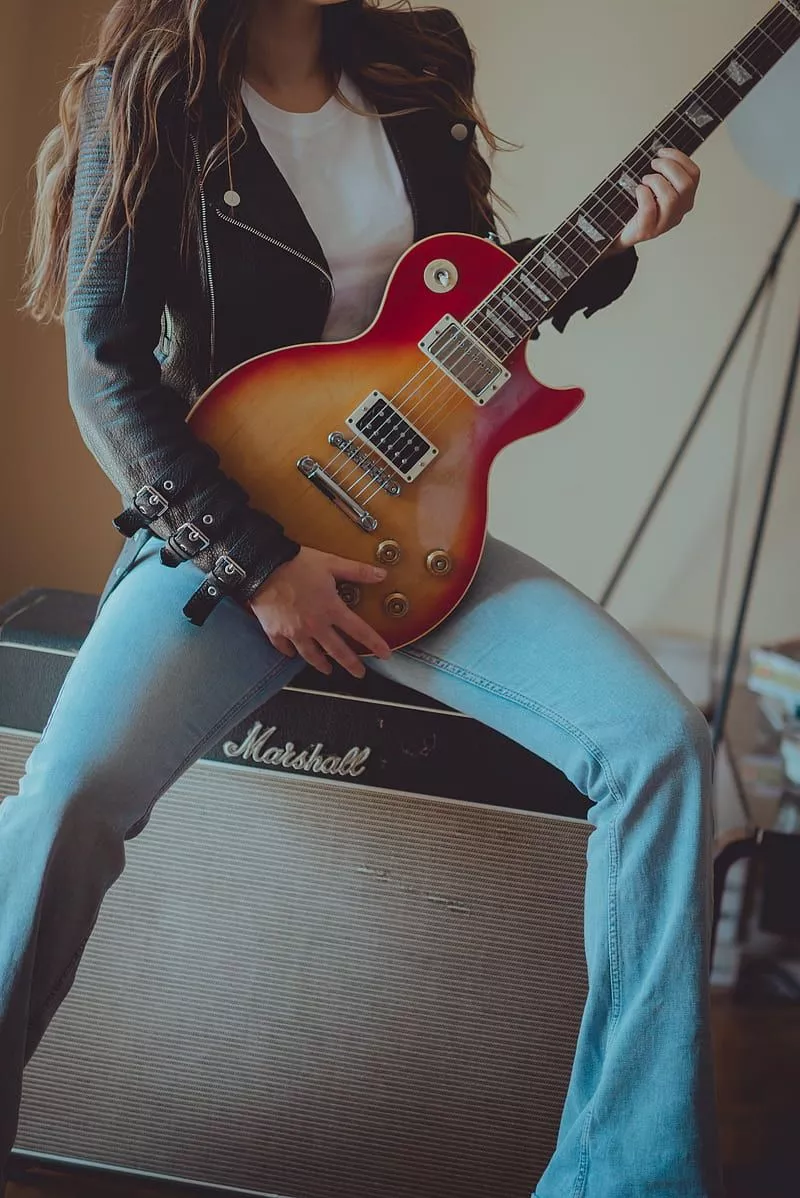 Girl, electric guitar, guitar, musician