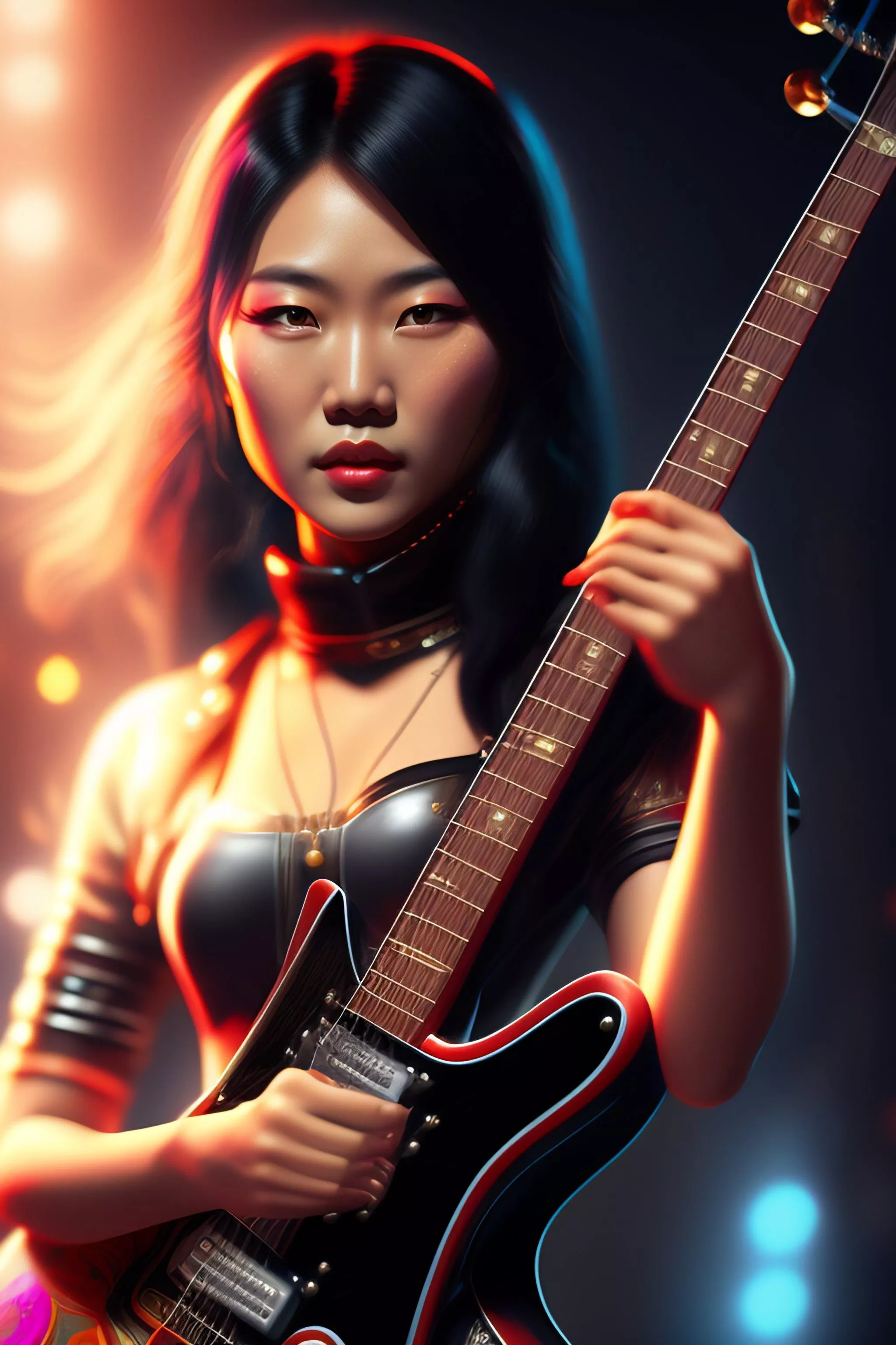 Rockstar asian girl playing