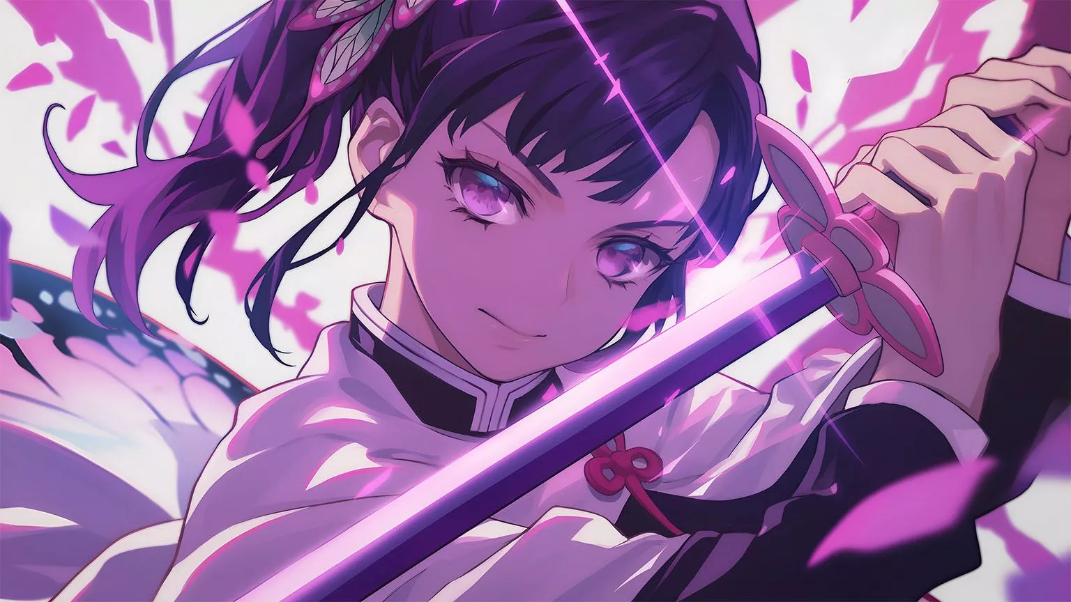 Kanao Tsuyuri Demon Slayer Purple Sword Desktop Wallpaper