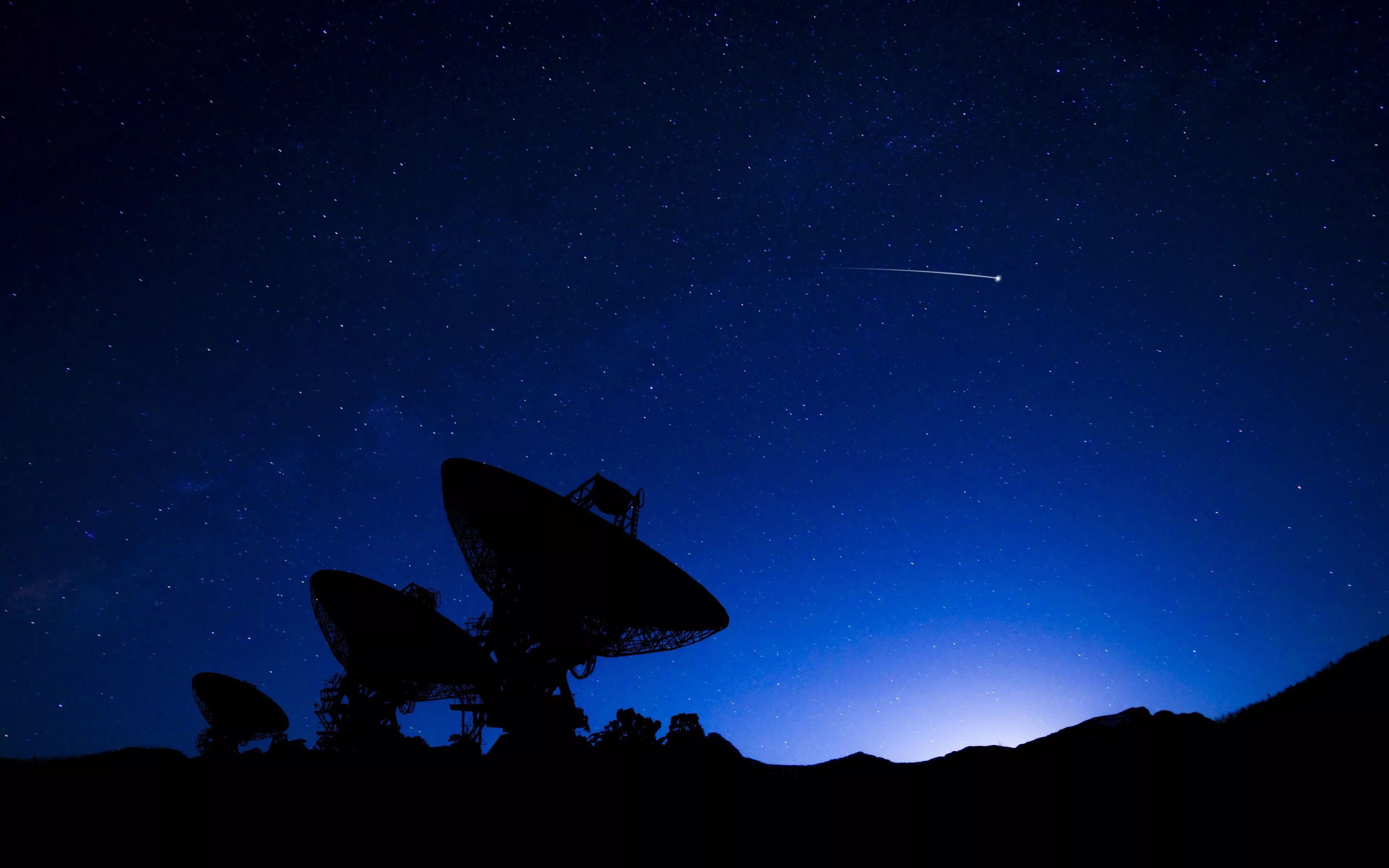 sky, night, silhouette, radio telescope