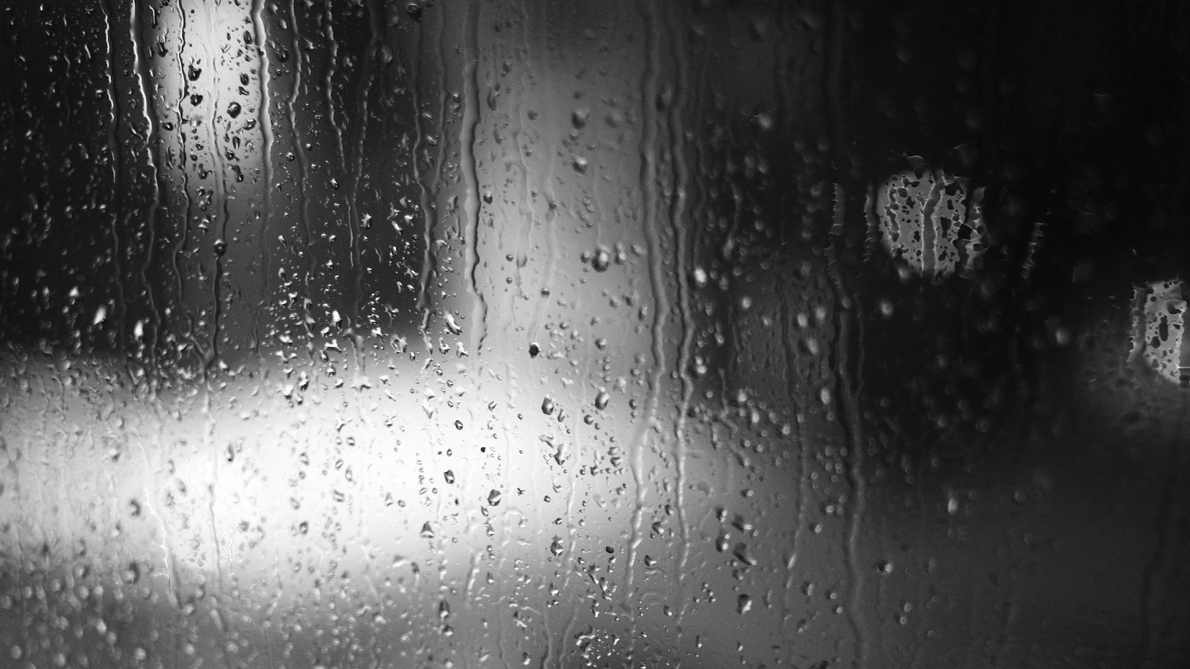 Water Drops Rain Glass Blur Black