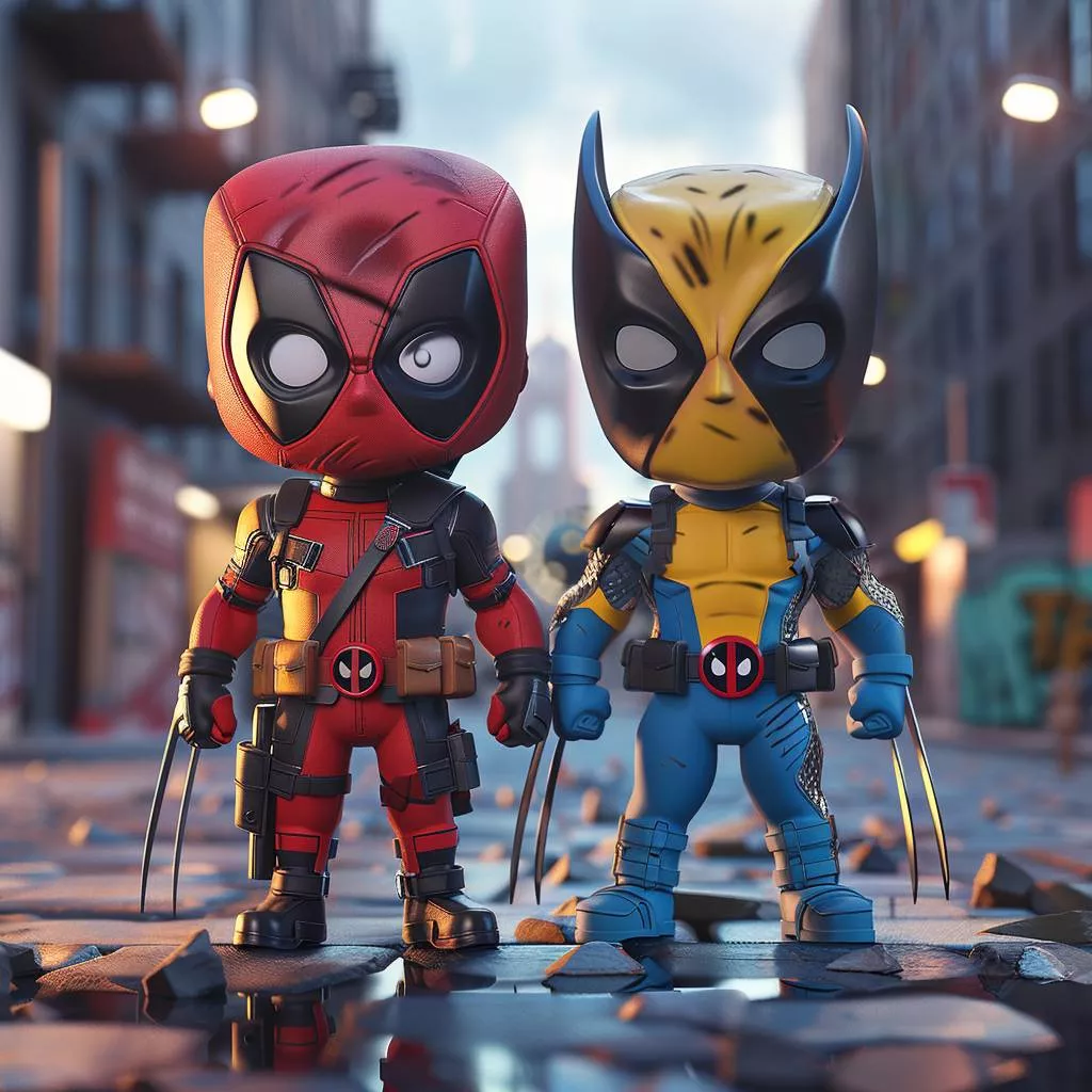 Chibi style full body shot of Deadpool