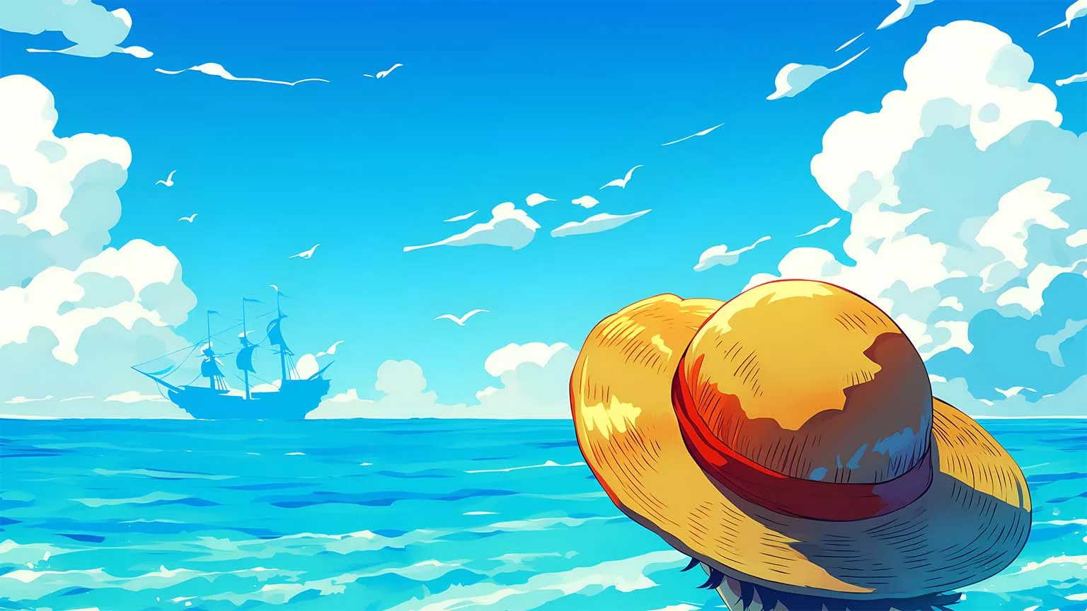 Luffy Straw Hat Ocean View Desktop