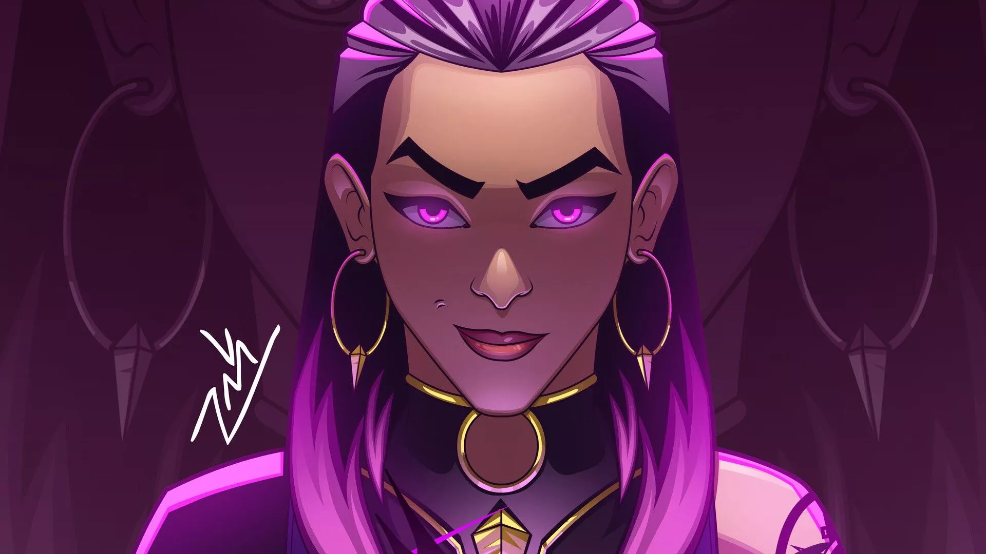 Purple Hair Eyes Reyna HD Valorant