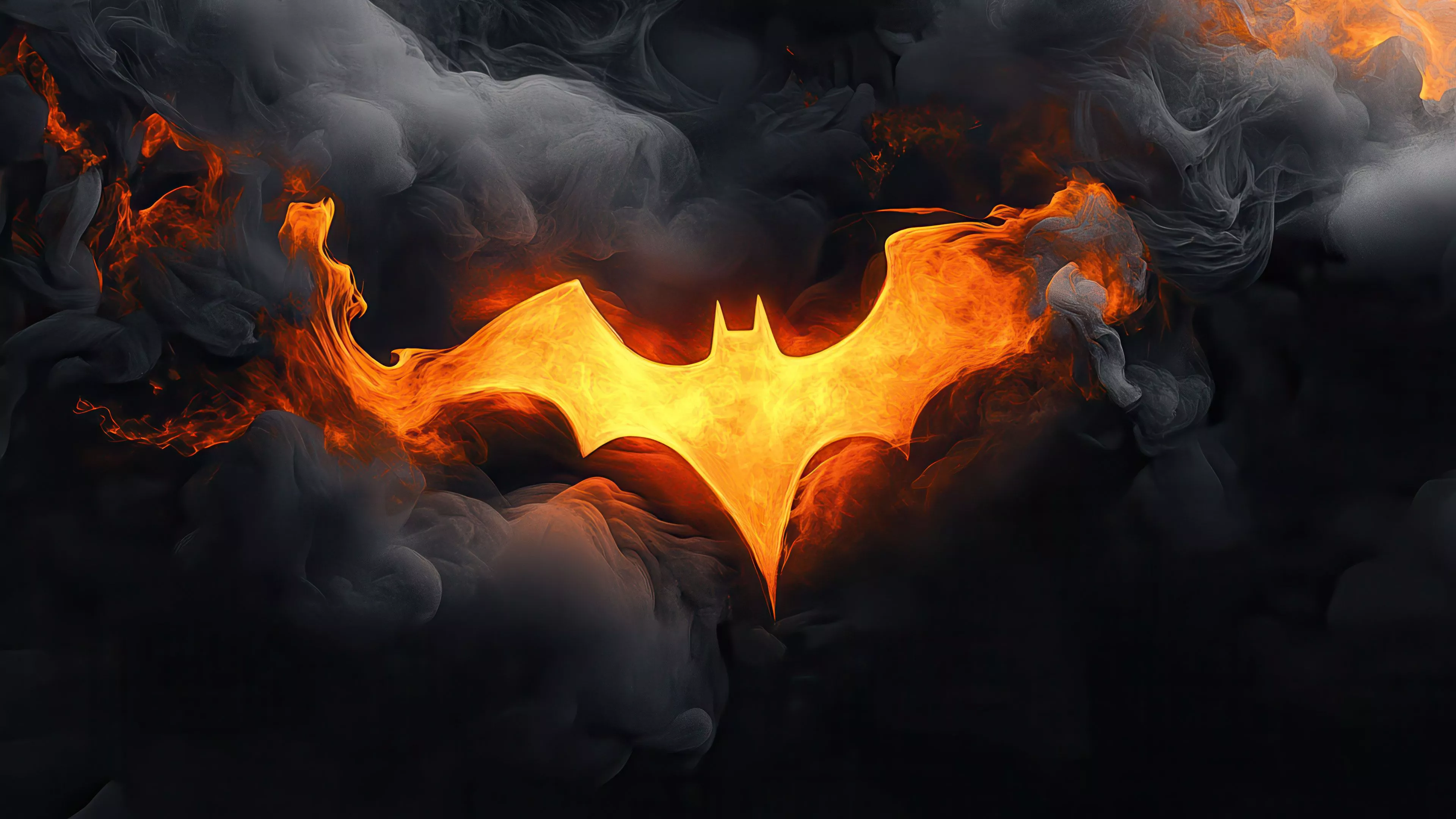 Fiery Batman Logo 4K Wallpaper