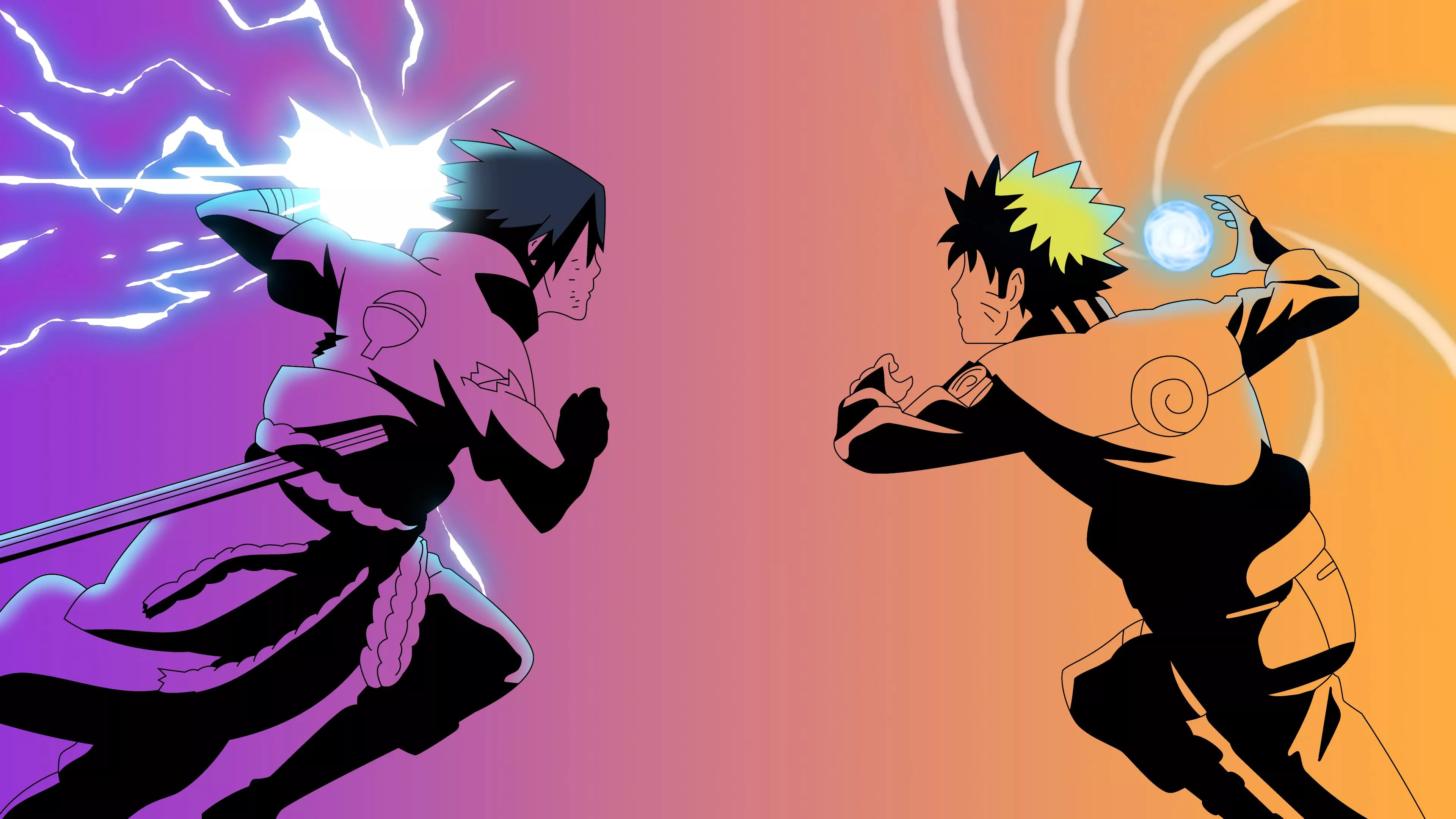 Sasuke and Naruto Fight Art Wallpaper