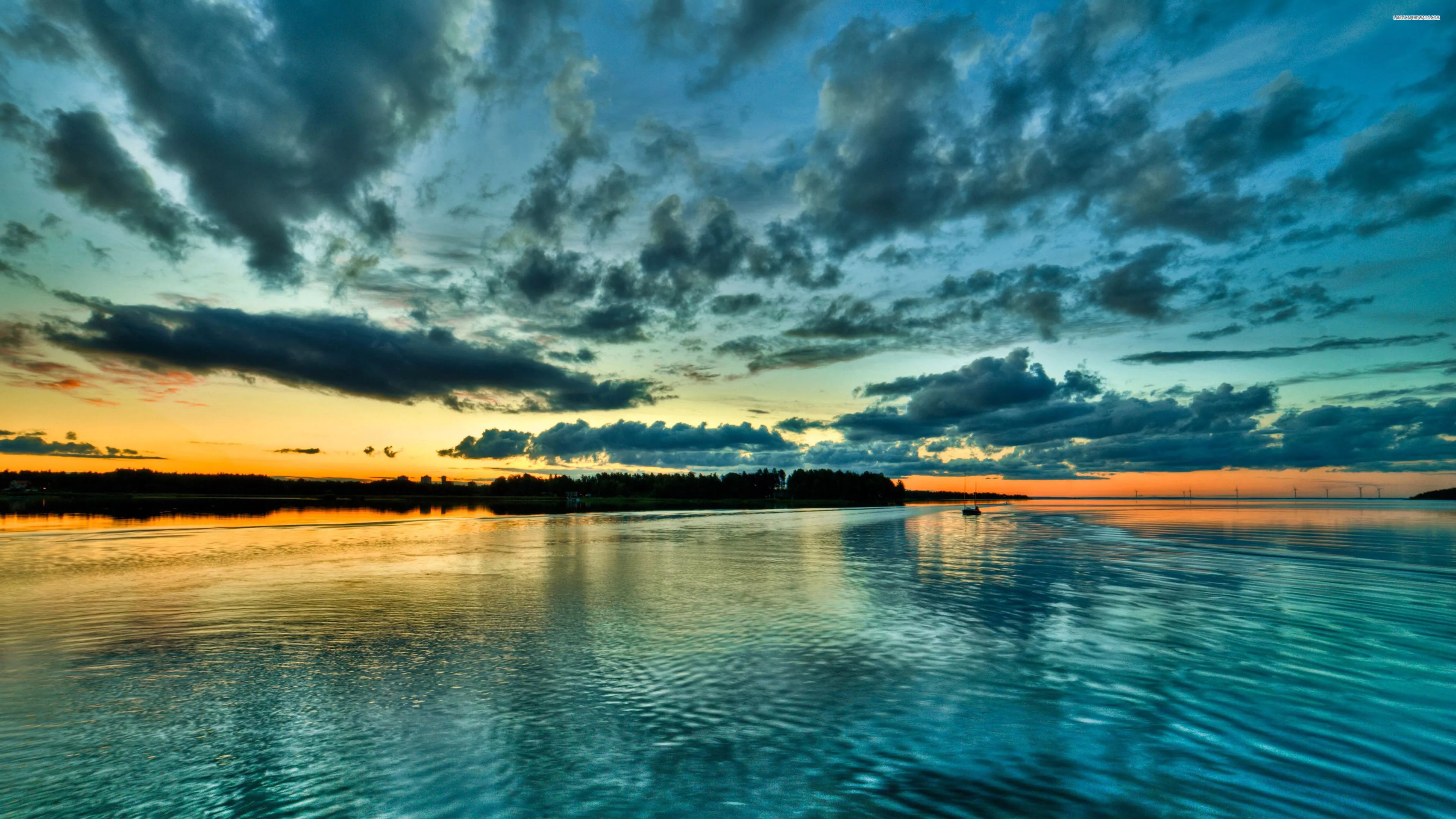 Cloudy Blue Sky Above Calm Body Of
