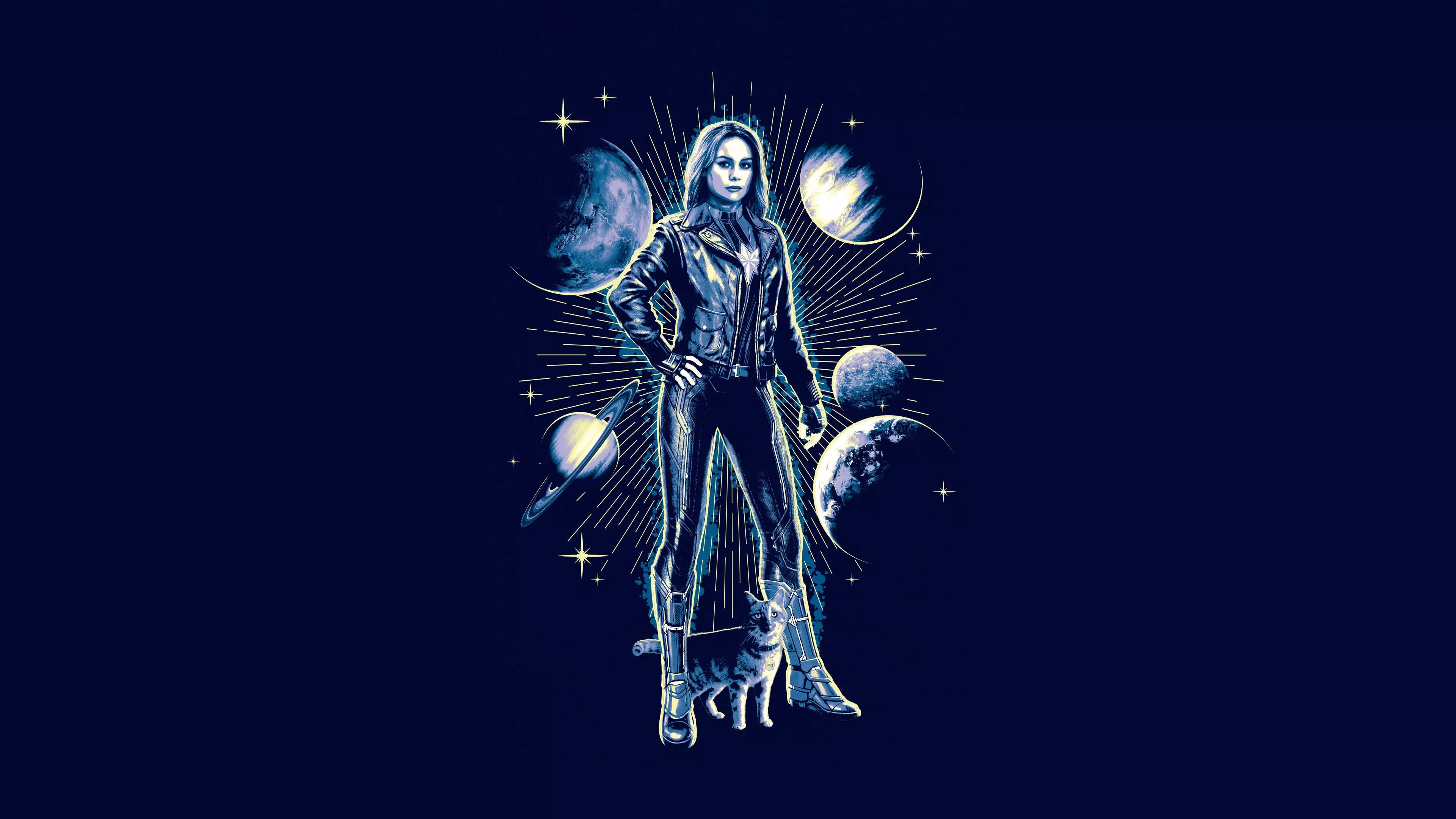 Captain Marvel Minimal 4K Wallpaper, HD