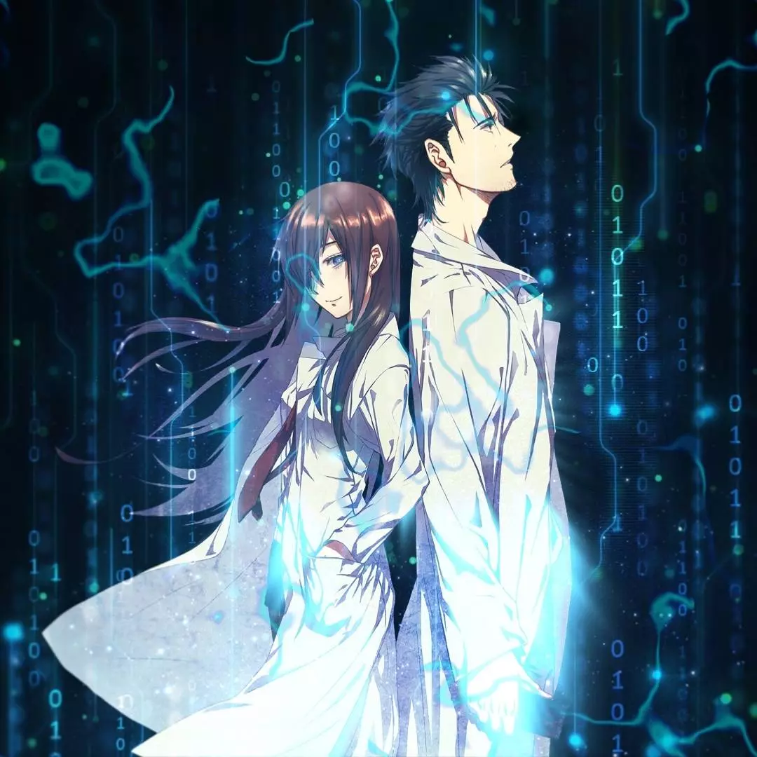 Live wallpaper Okabe Rintaru and Makise Kurisu Gate download on VSThemes.org