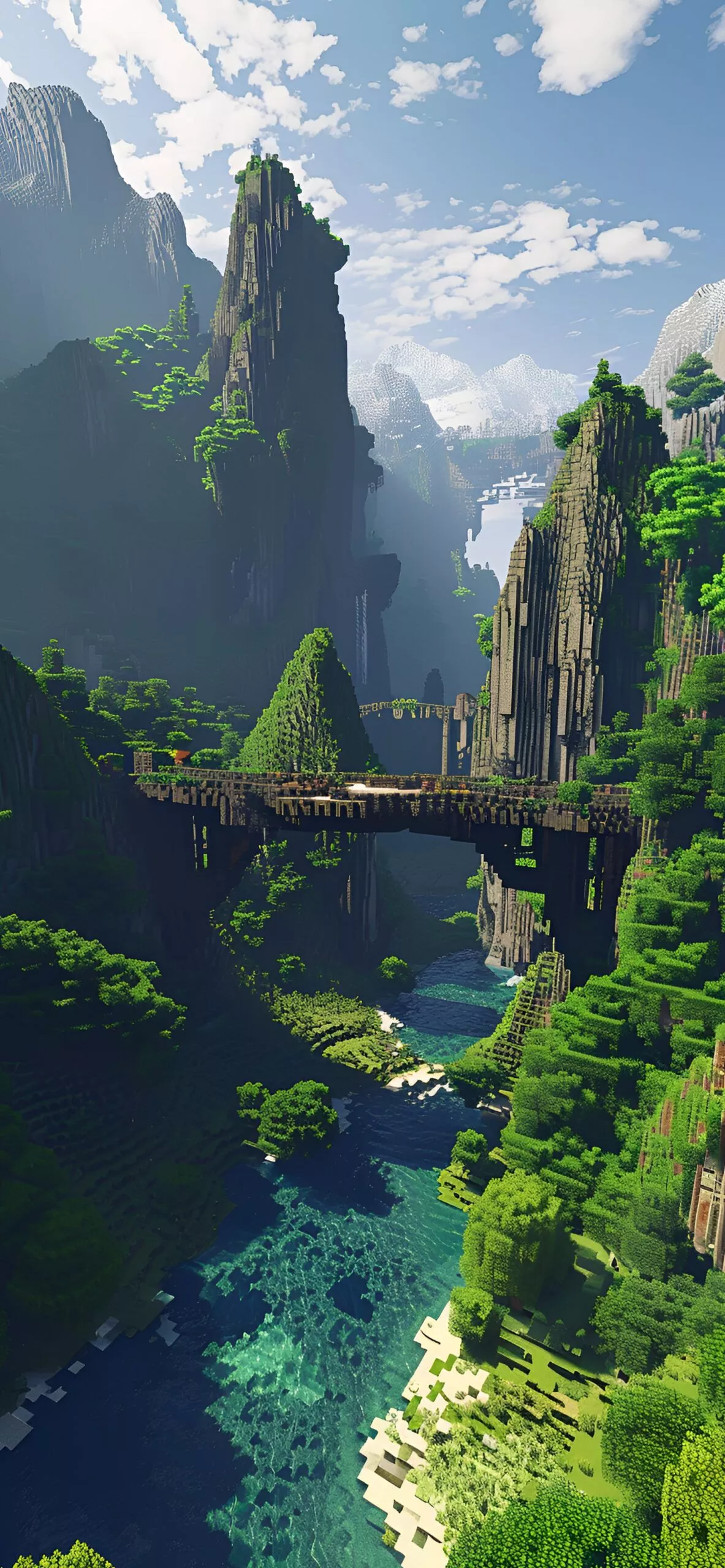 Minecraft Mountain Valley Wallpaper