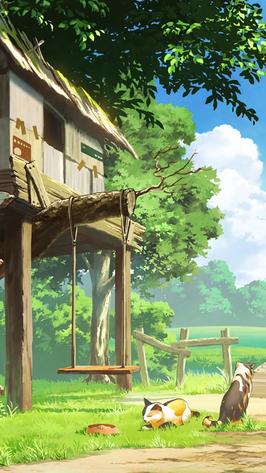 Green Anime Scenery HD phone wallpaper
