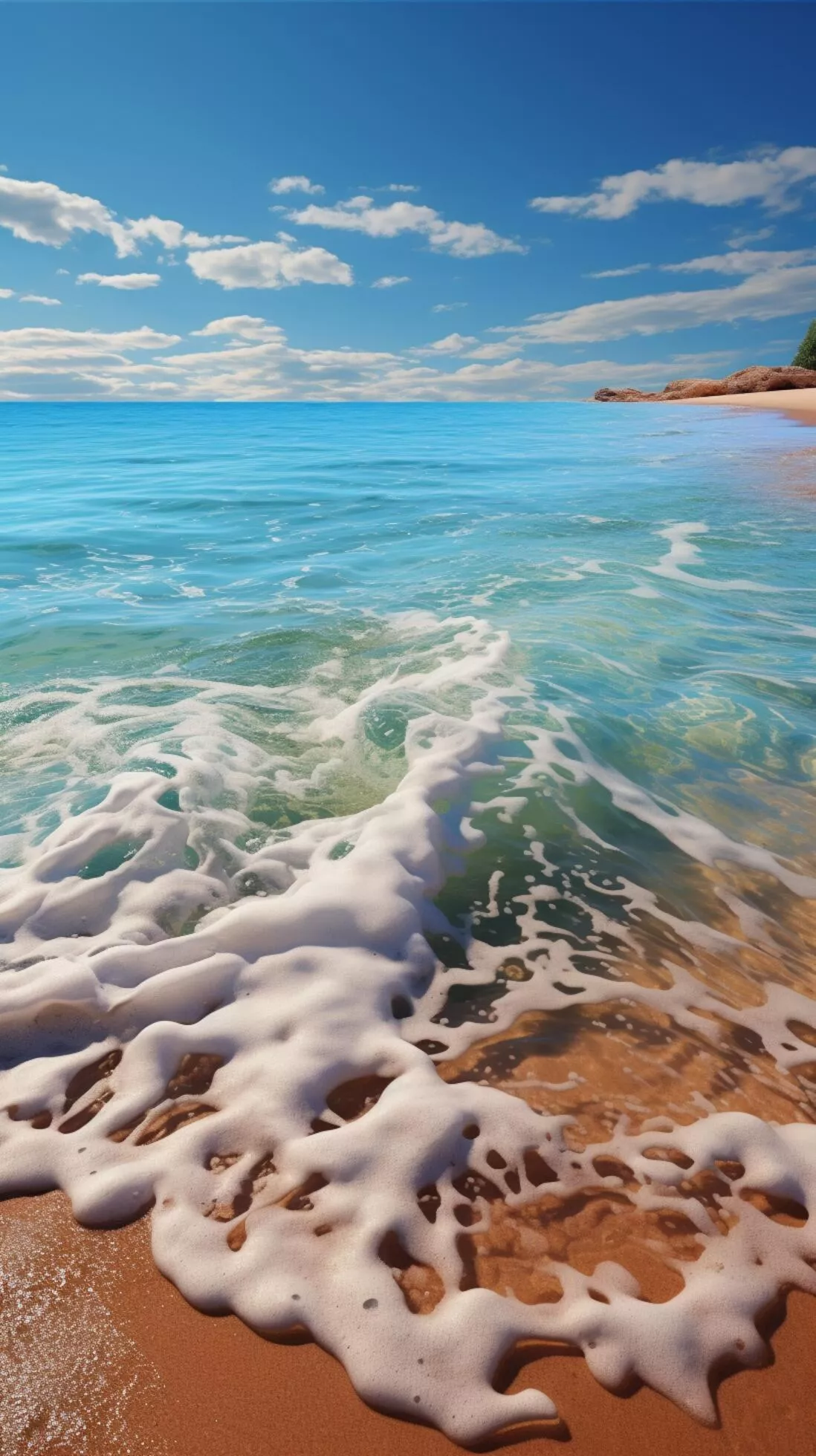 Serene blue ocean waves lap against