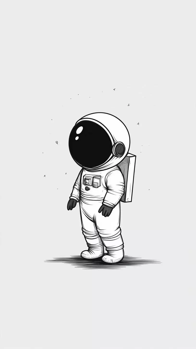 Simple astronaut caricature drawing