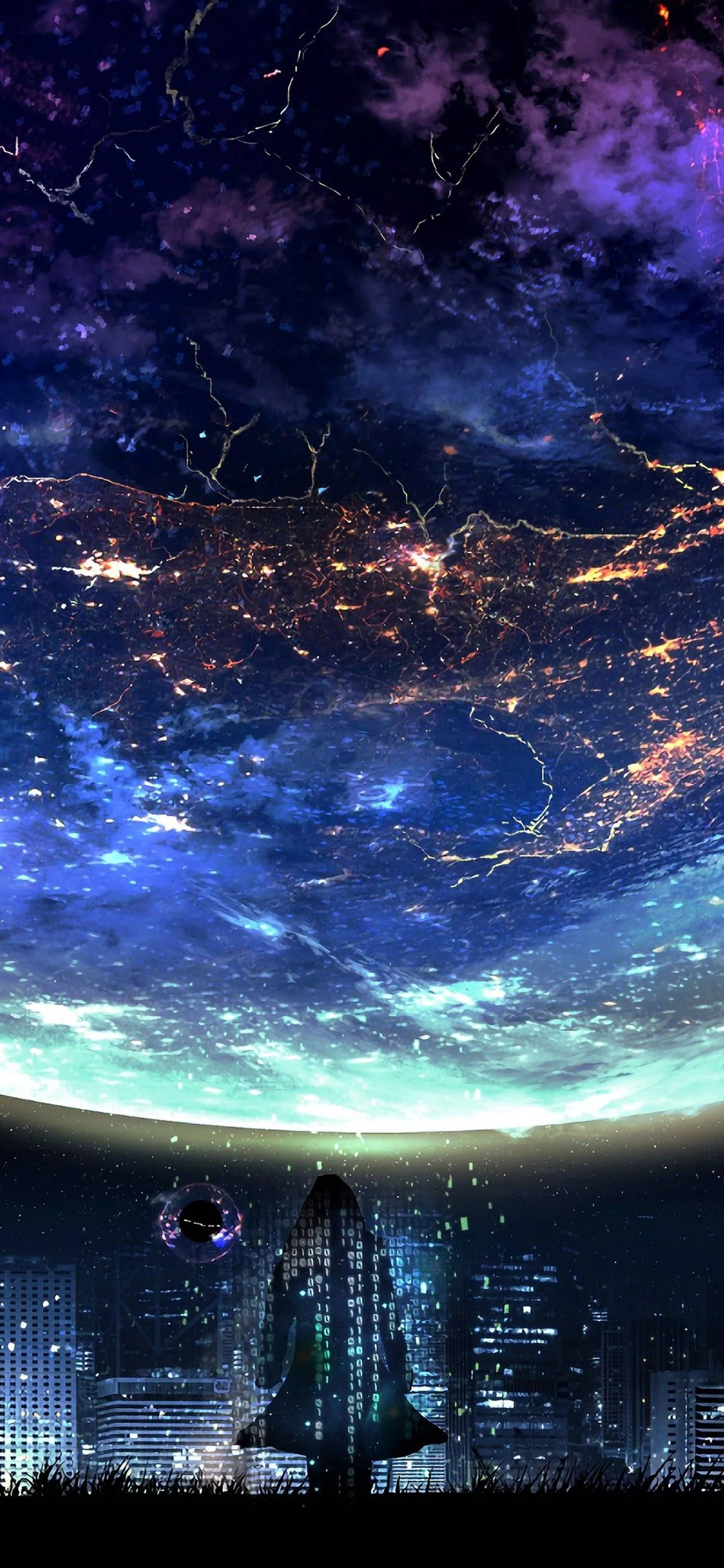 4k Anime iPhone Cosmic City Sky