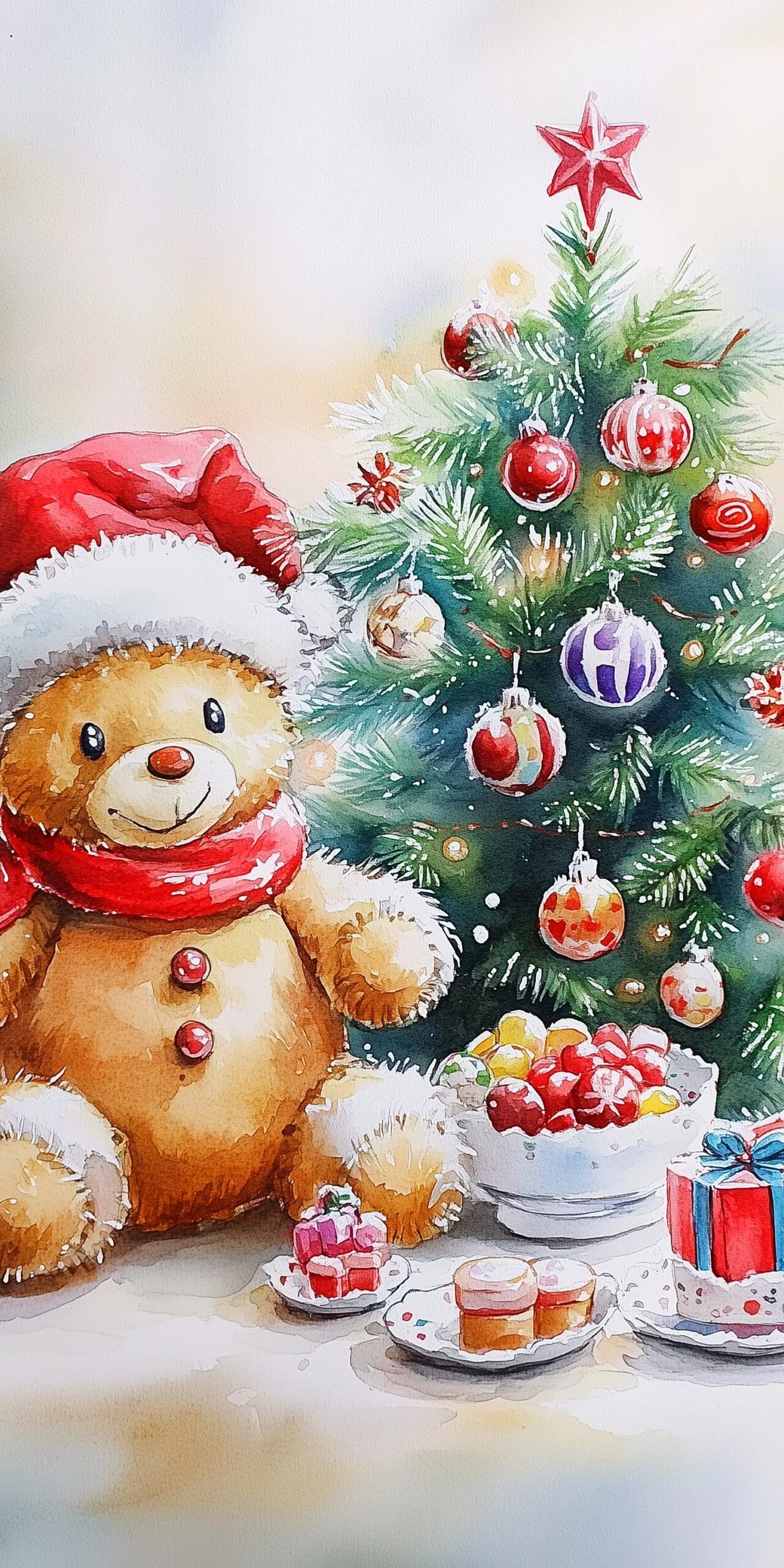 Magical Watercolor Christmas Wallpaper