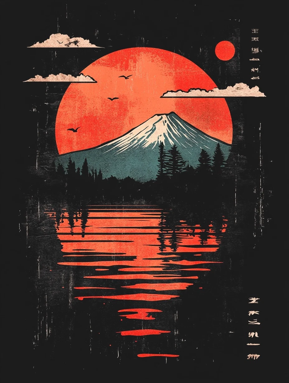 Vintage Rising Sun Japan T Shirt Design