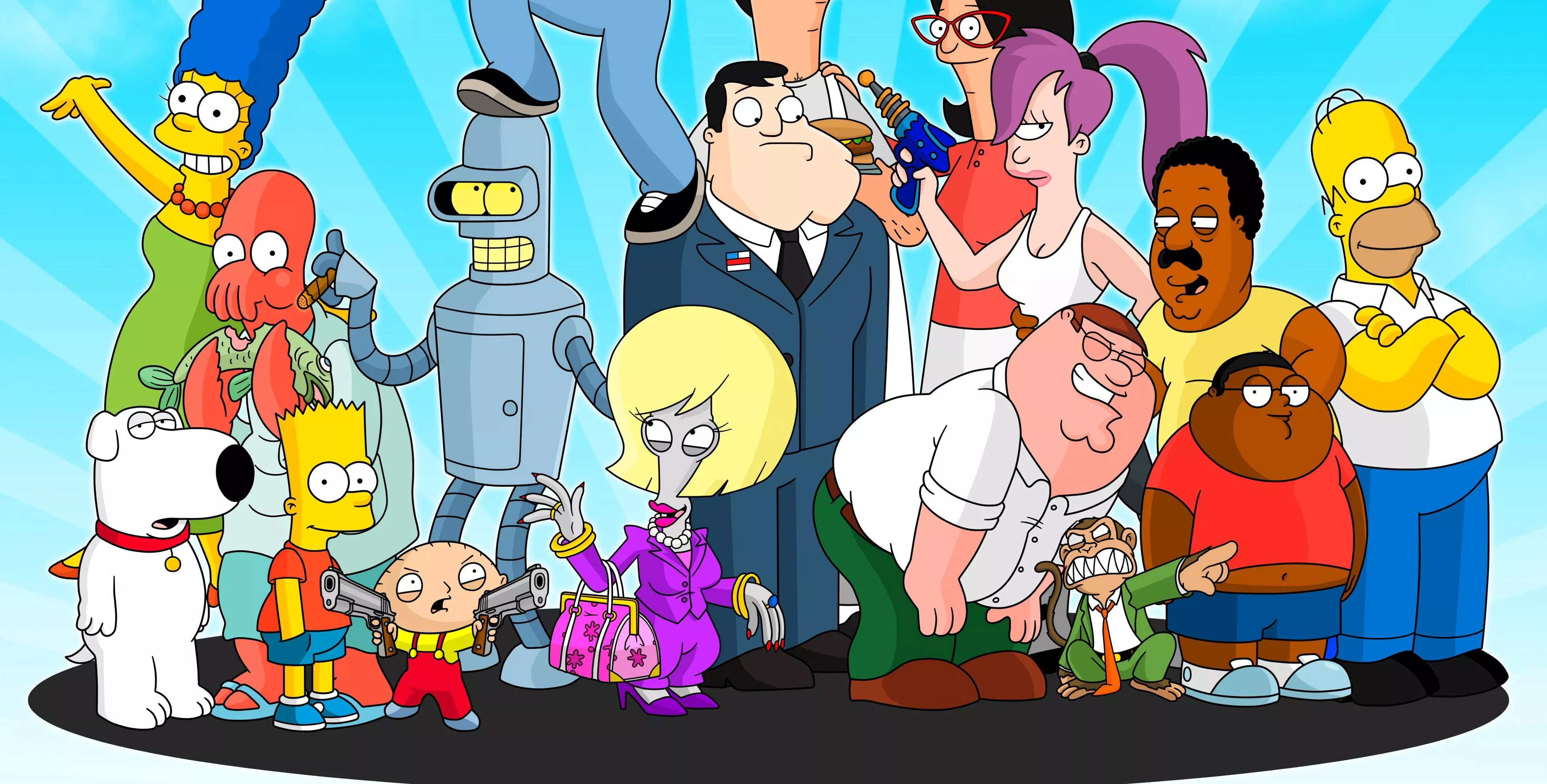 Wallpaper Futurama, cartoon, crossover