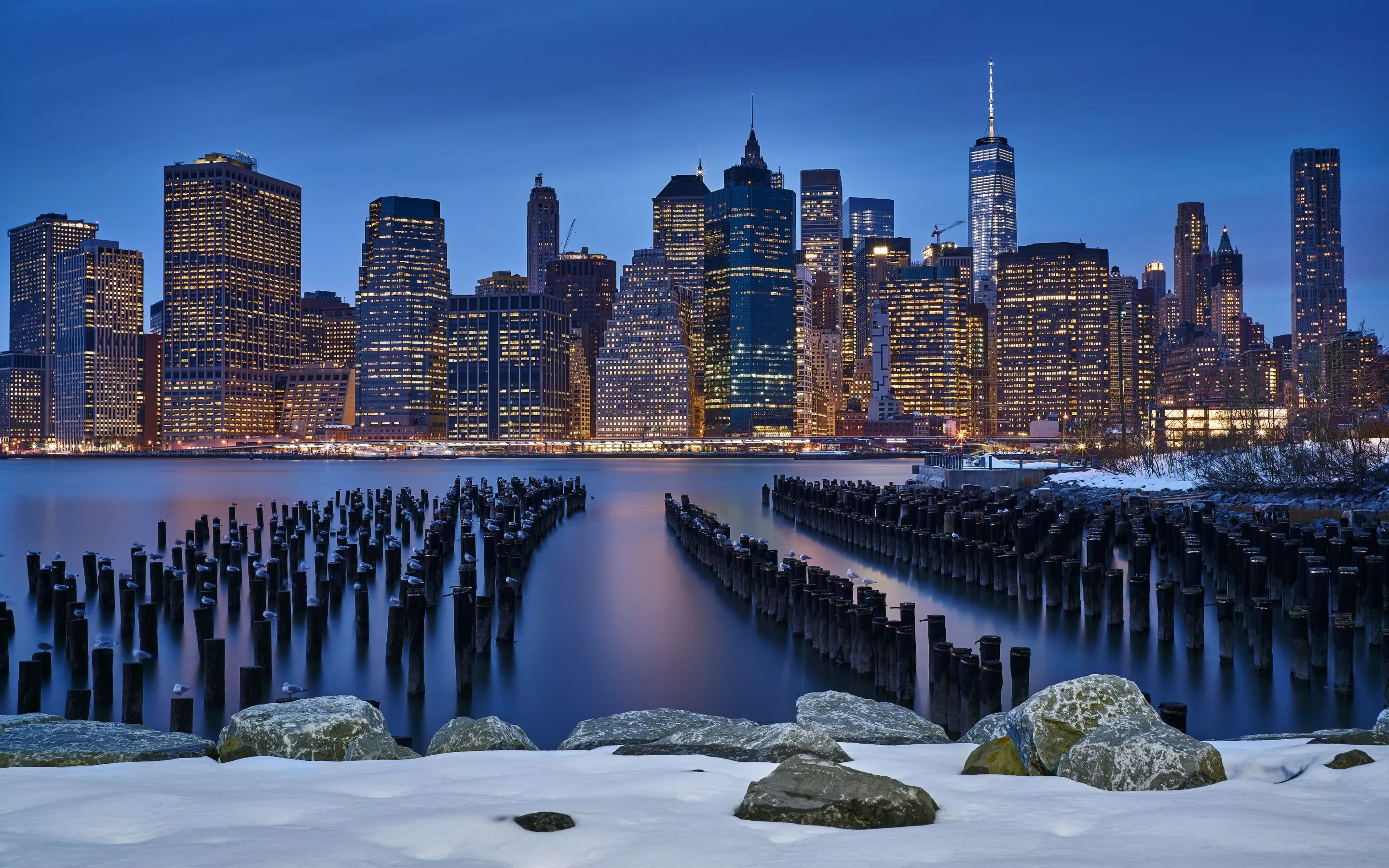 Manhattan Wallpaper 4K, New York City, City lights