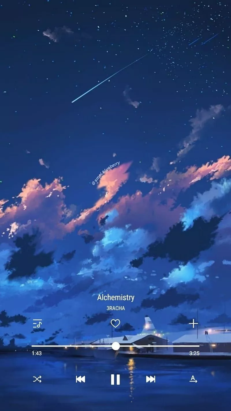 Anime, aesthetic, blue, music, HD phone