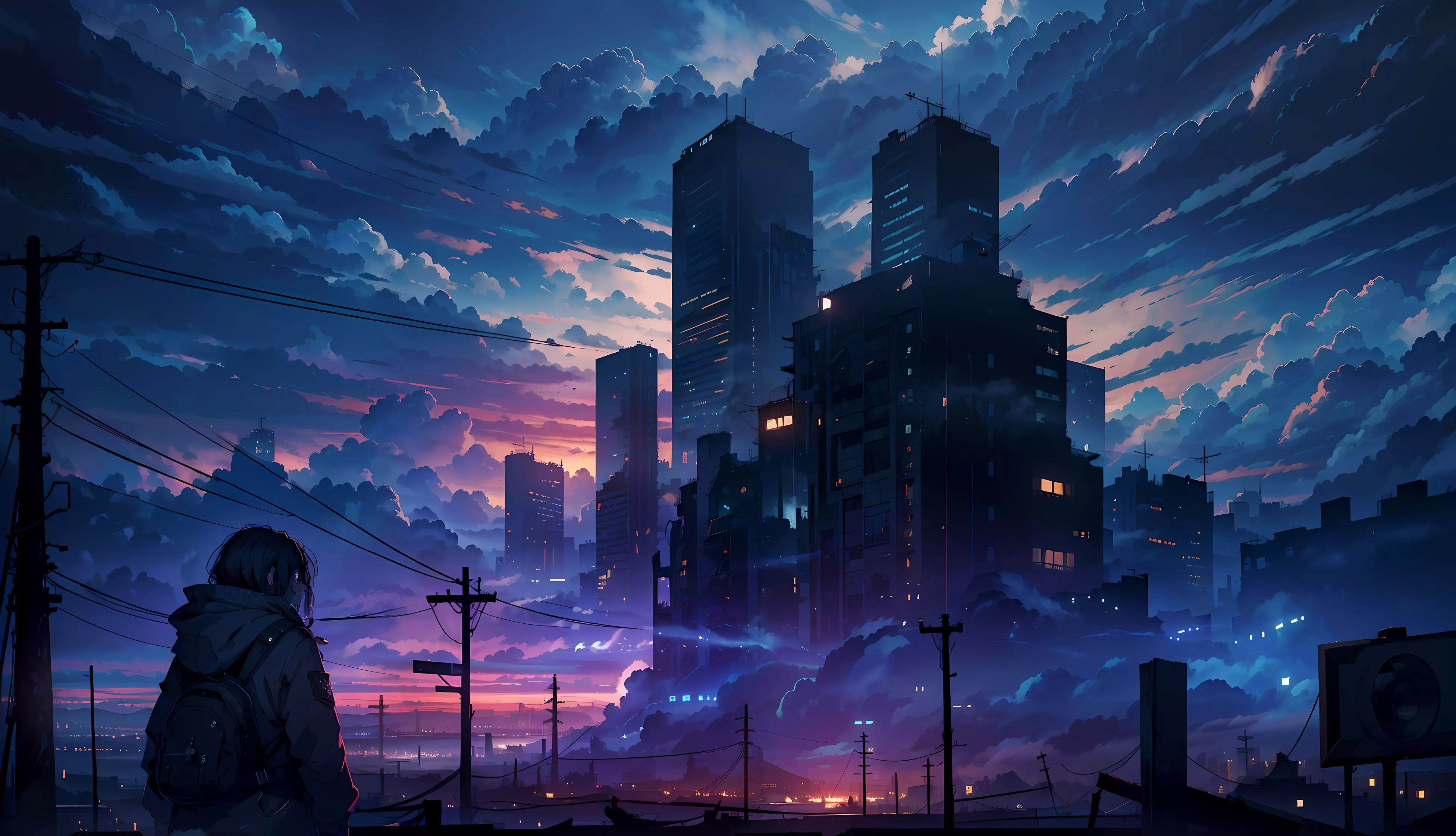 Anime City 4k Aesthetic Wallpaper, HD
