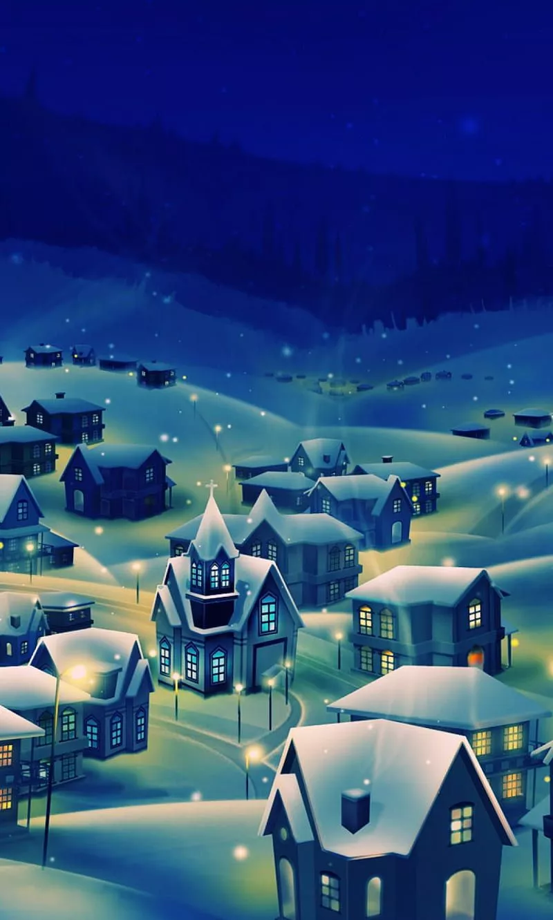 Christmas Village, snow, winter, HD phone wallpaper