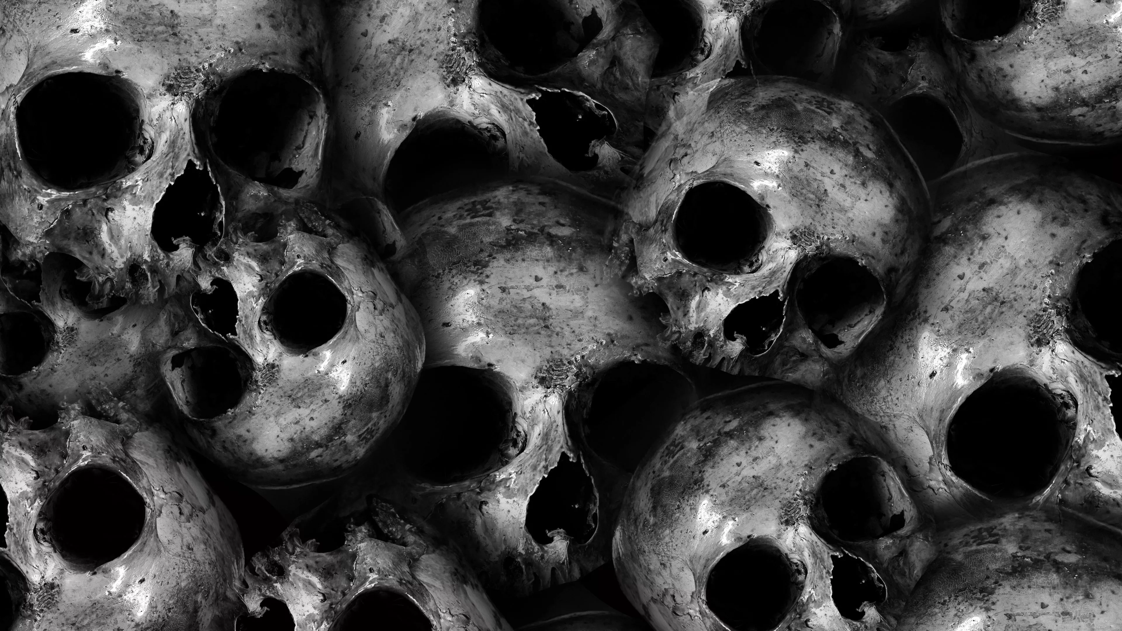 Skulls Wallpaper 4K, Scary, Monochrome, 5K