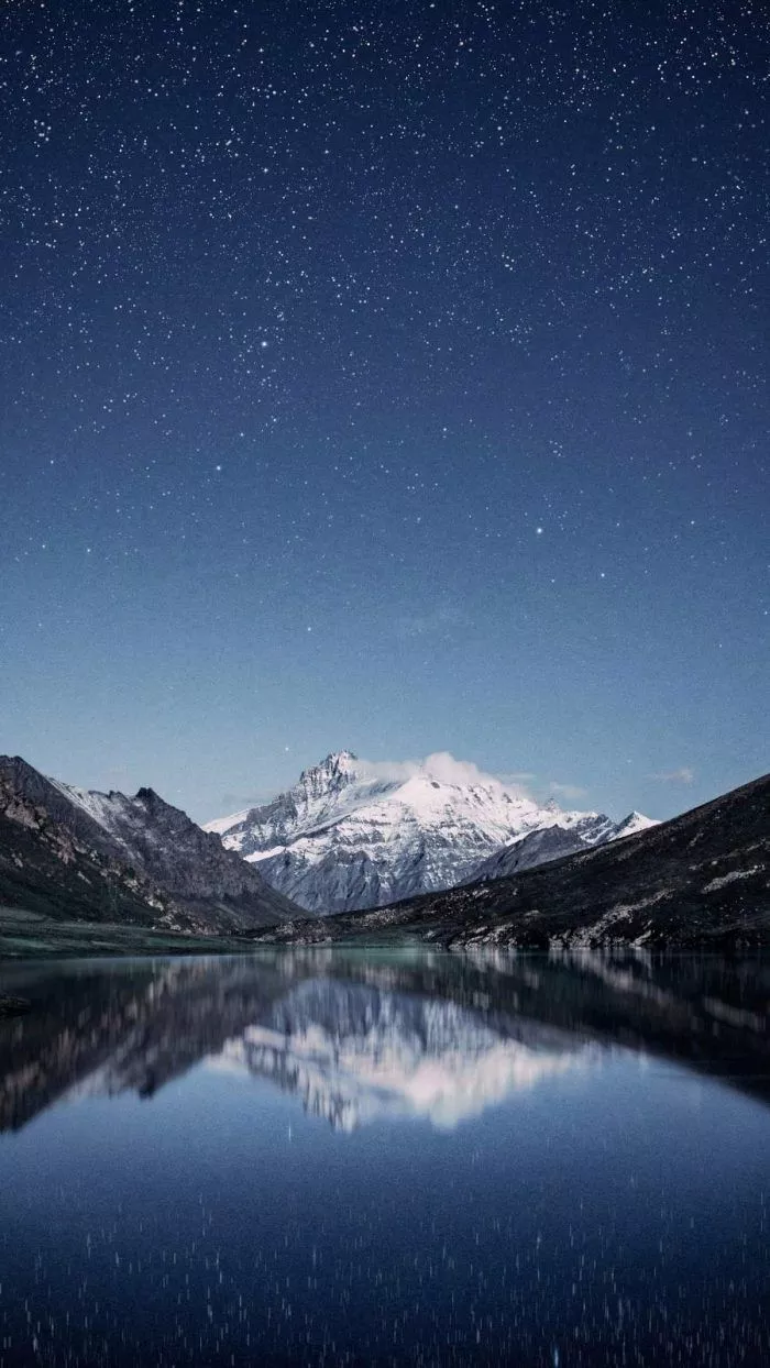 Mountain Lake Night View Sky