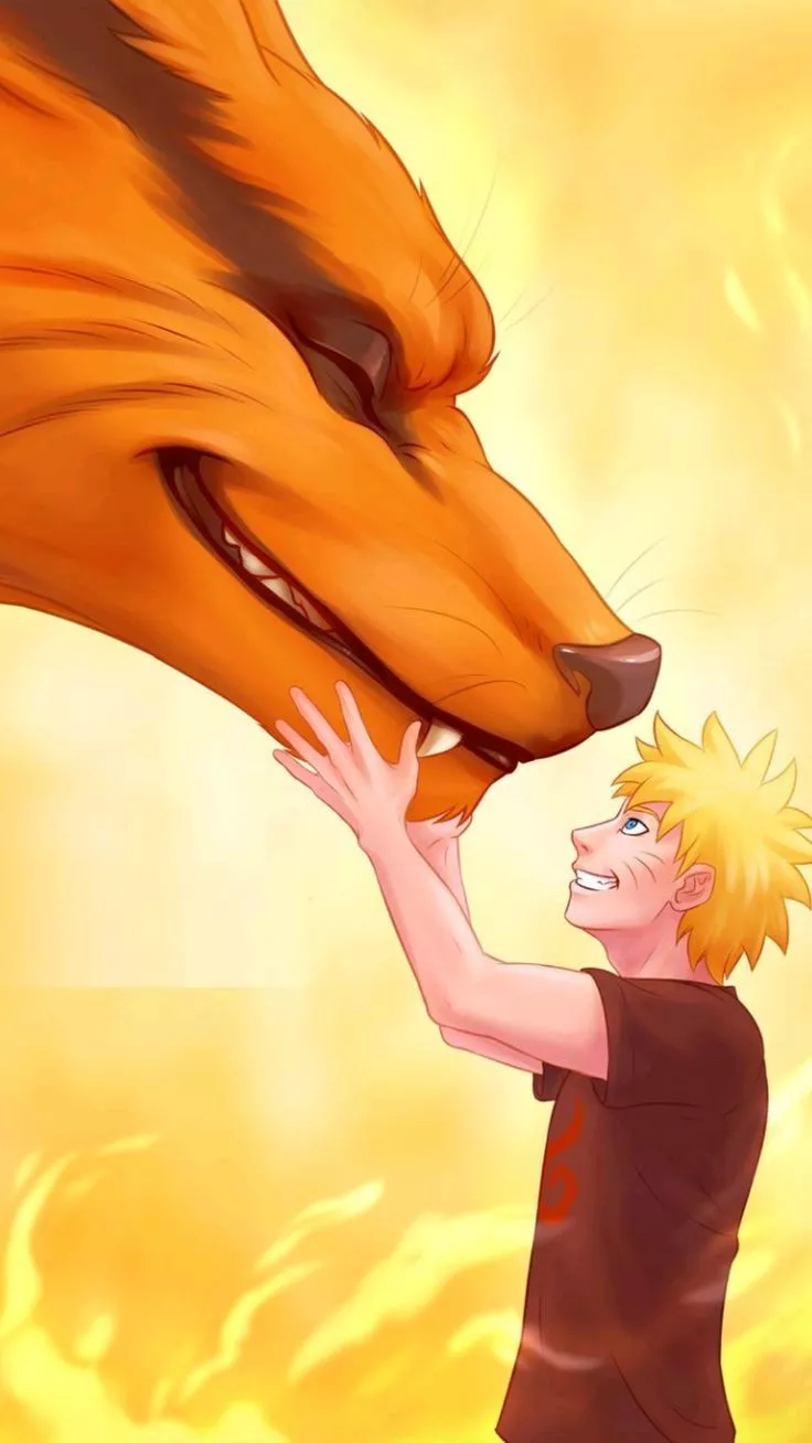 Naruto and Kurama K Wallpaper #Naruto